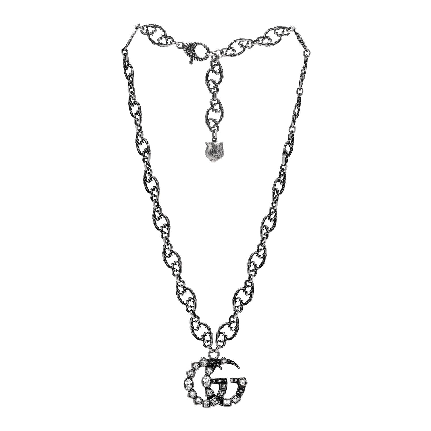 Metal Crystal Marmont Necklace Aged Silver