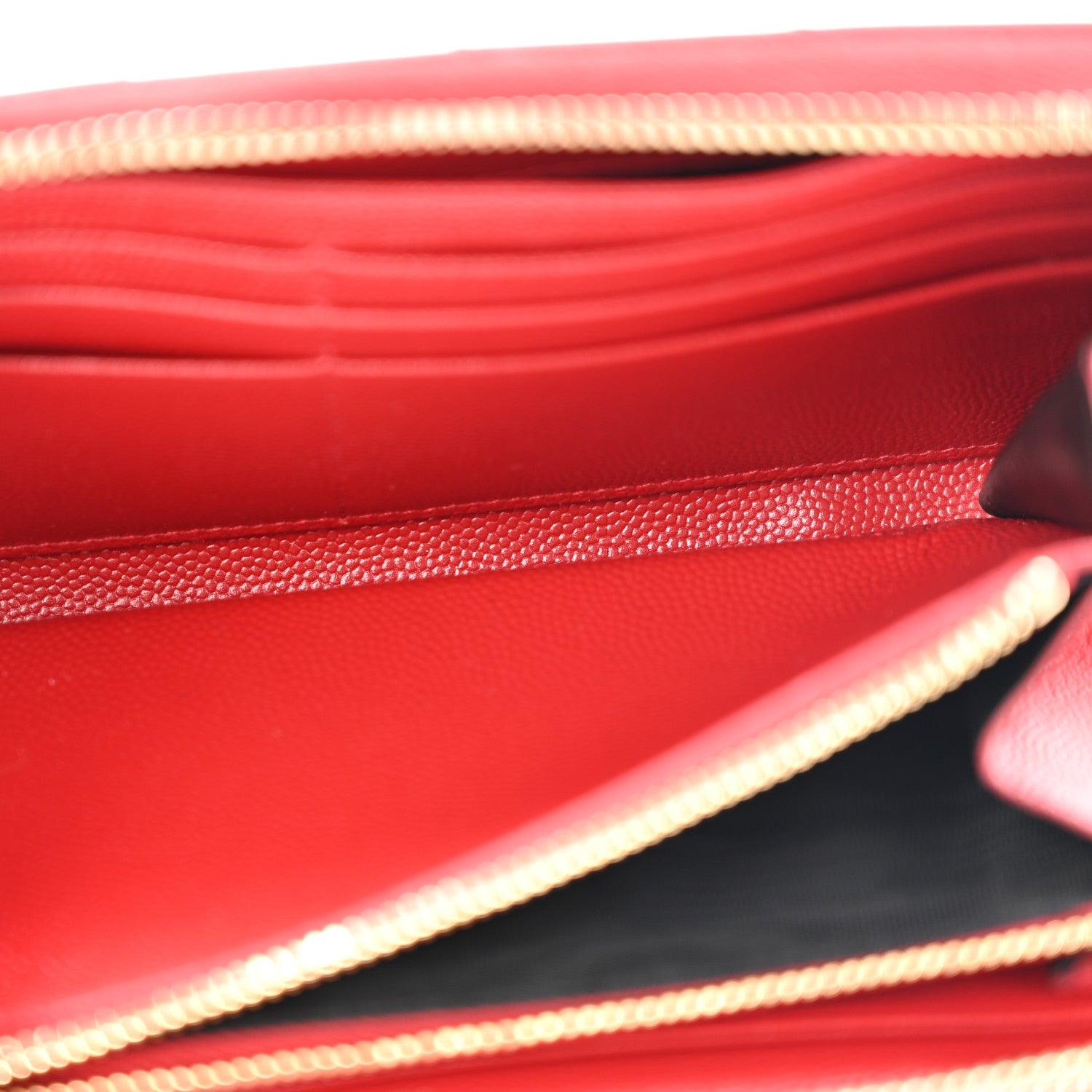 Grain De Poudre Matelasse Chevron Monogram Zip Around Wallet Red