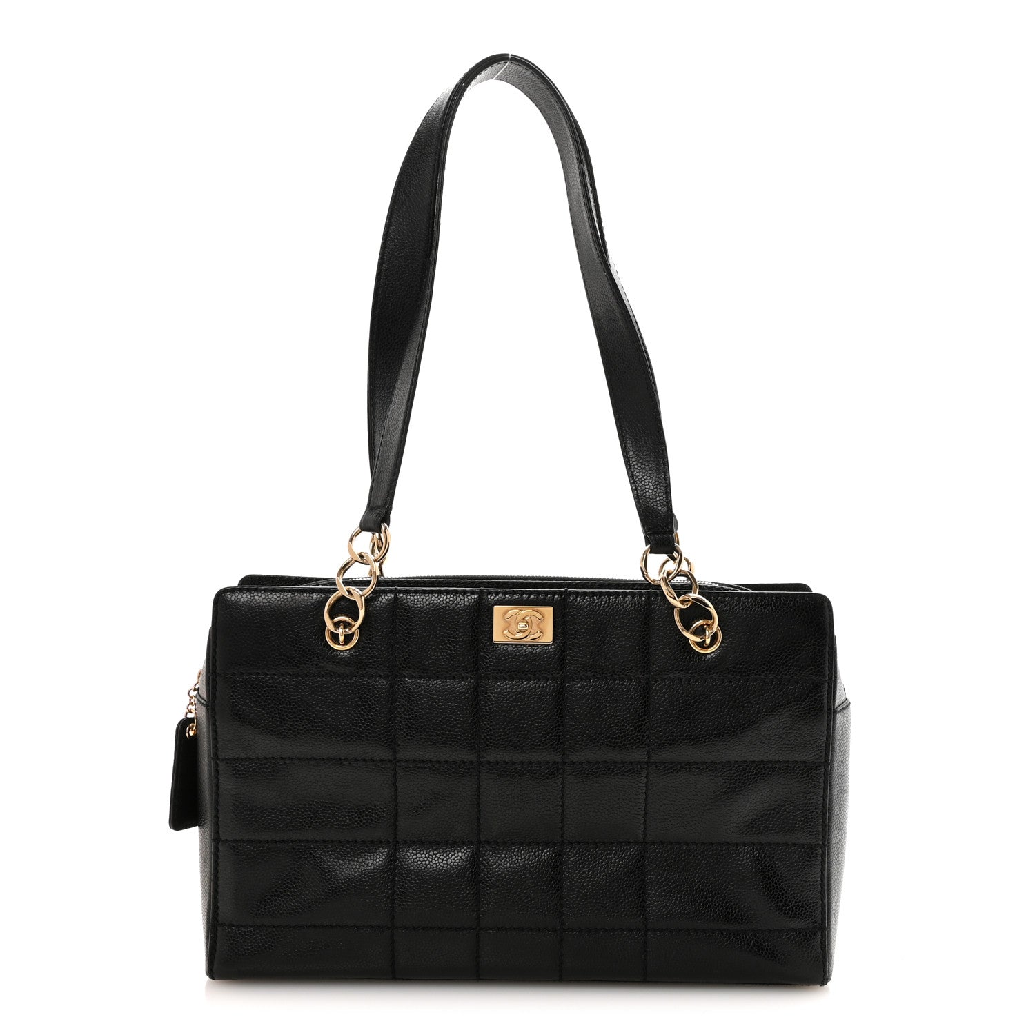 Caviar Stitched Chocolate Bar Shopping Tote Black