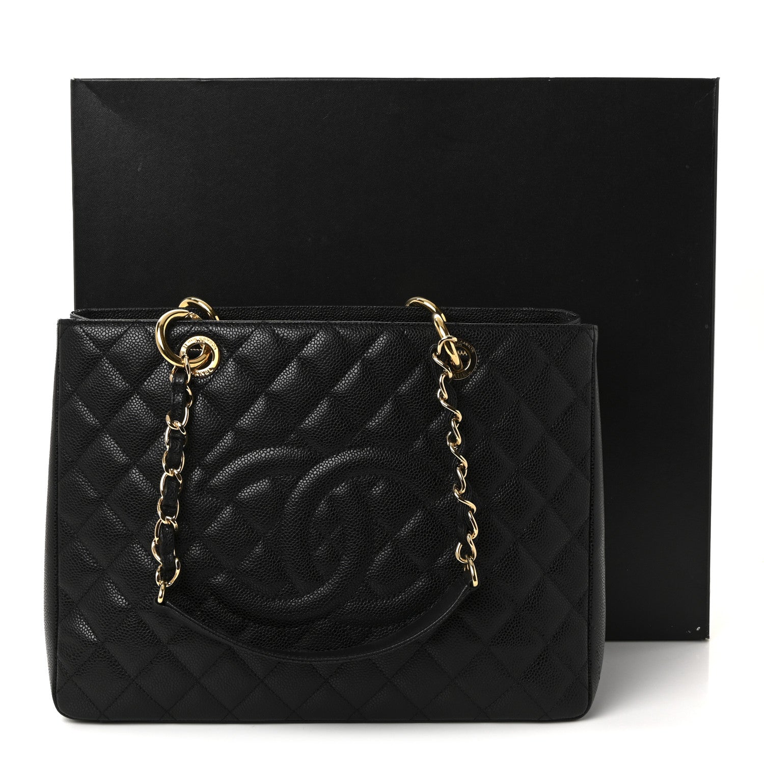Caviar Quilted Grand Shopping Tote GST Black