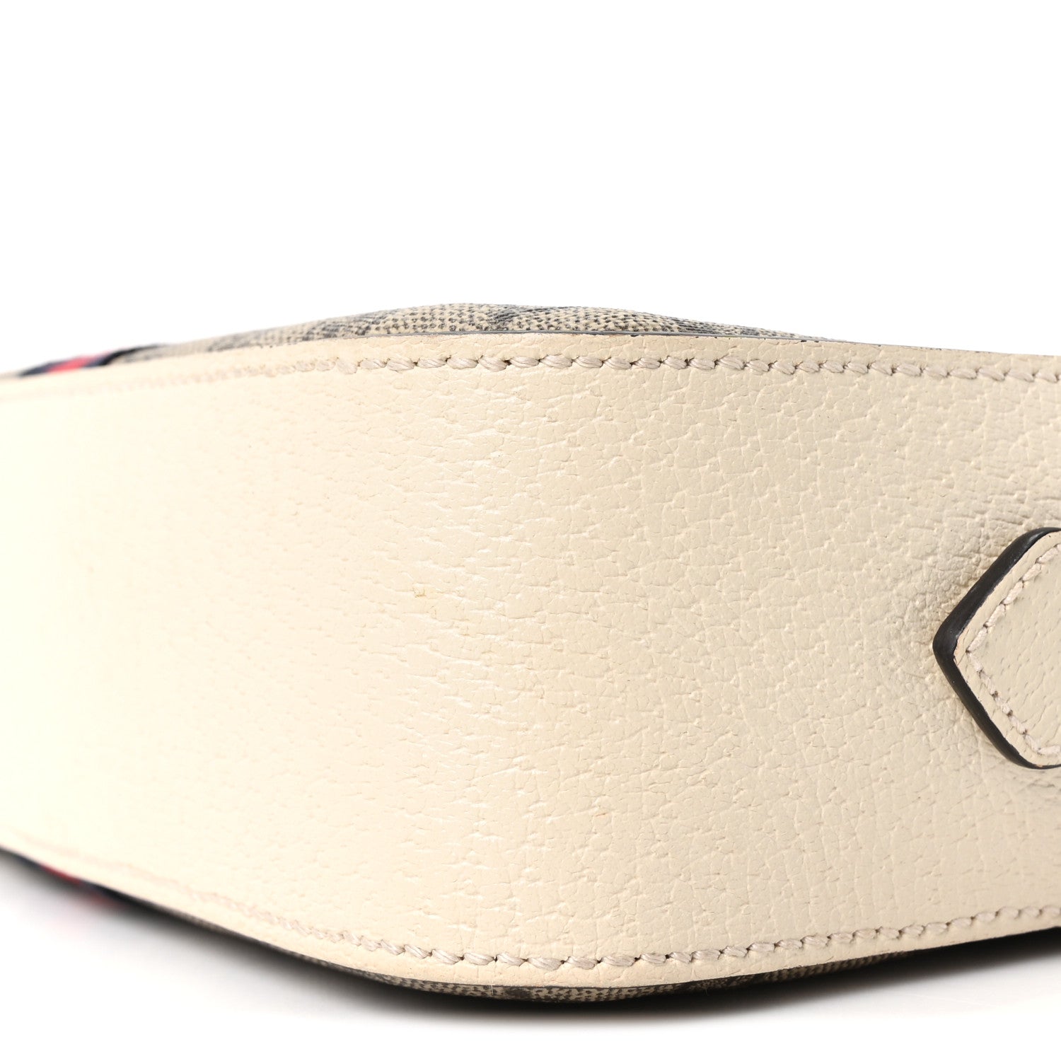GG Supreme Monogram Textured Calfskin Web Small Ophidia Camera Bag Beige Ebony Mystic White