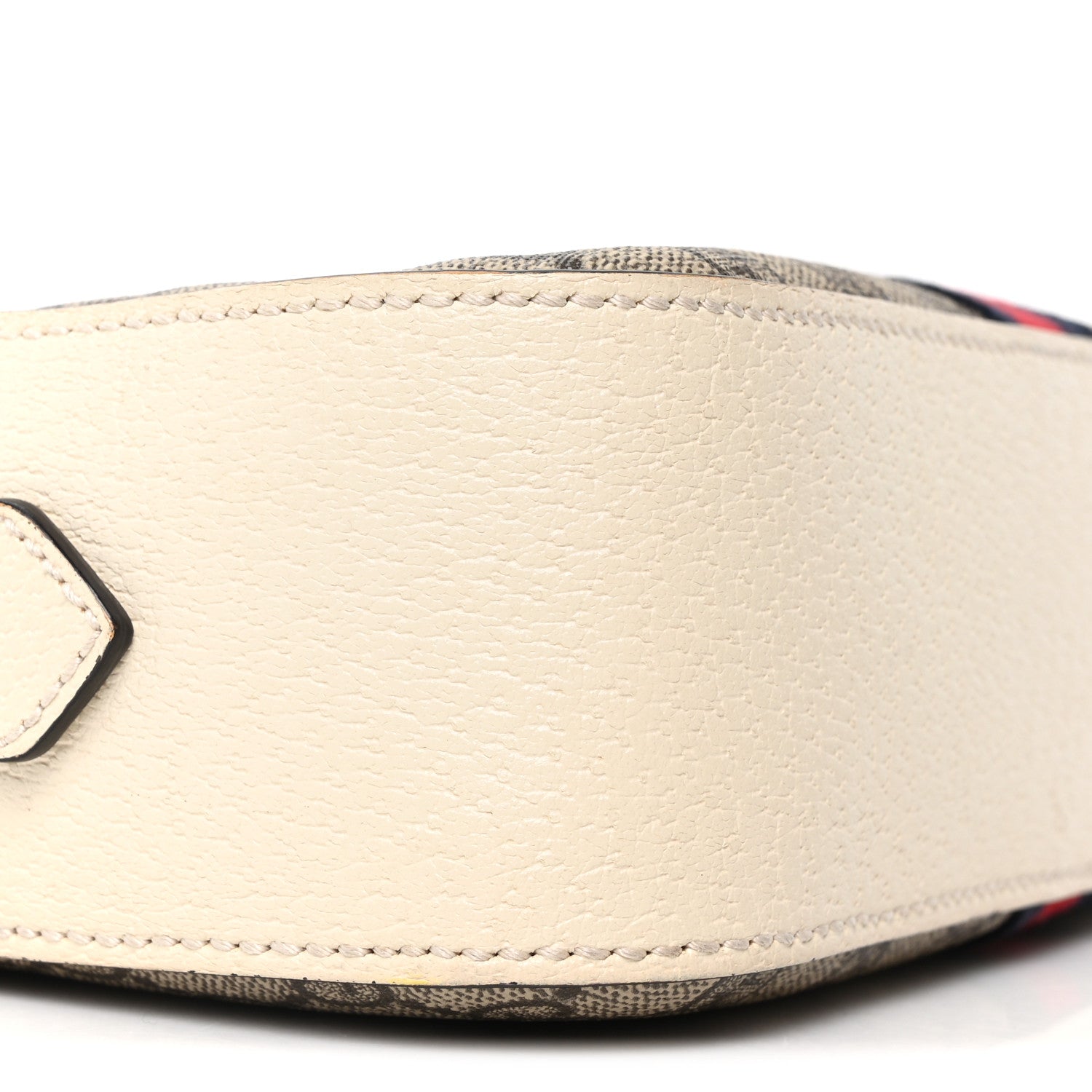 GG Supreme Monogram Textured Calfskin Web Small Ophidia Camera Bag Beige Ebony Mystic White