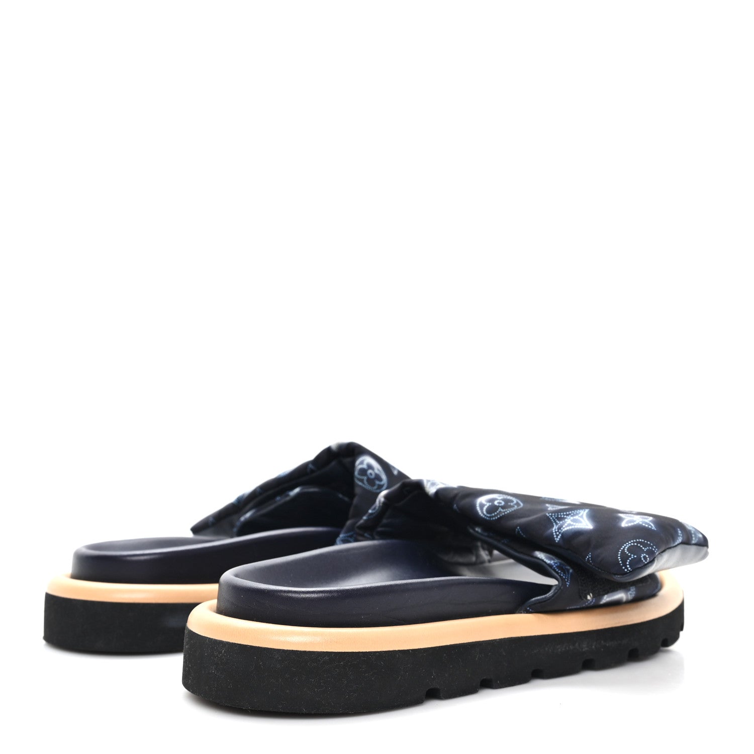 Nylon Monogram Womens Pool Pillow Comfort Mules 39 Navy Blue