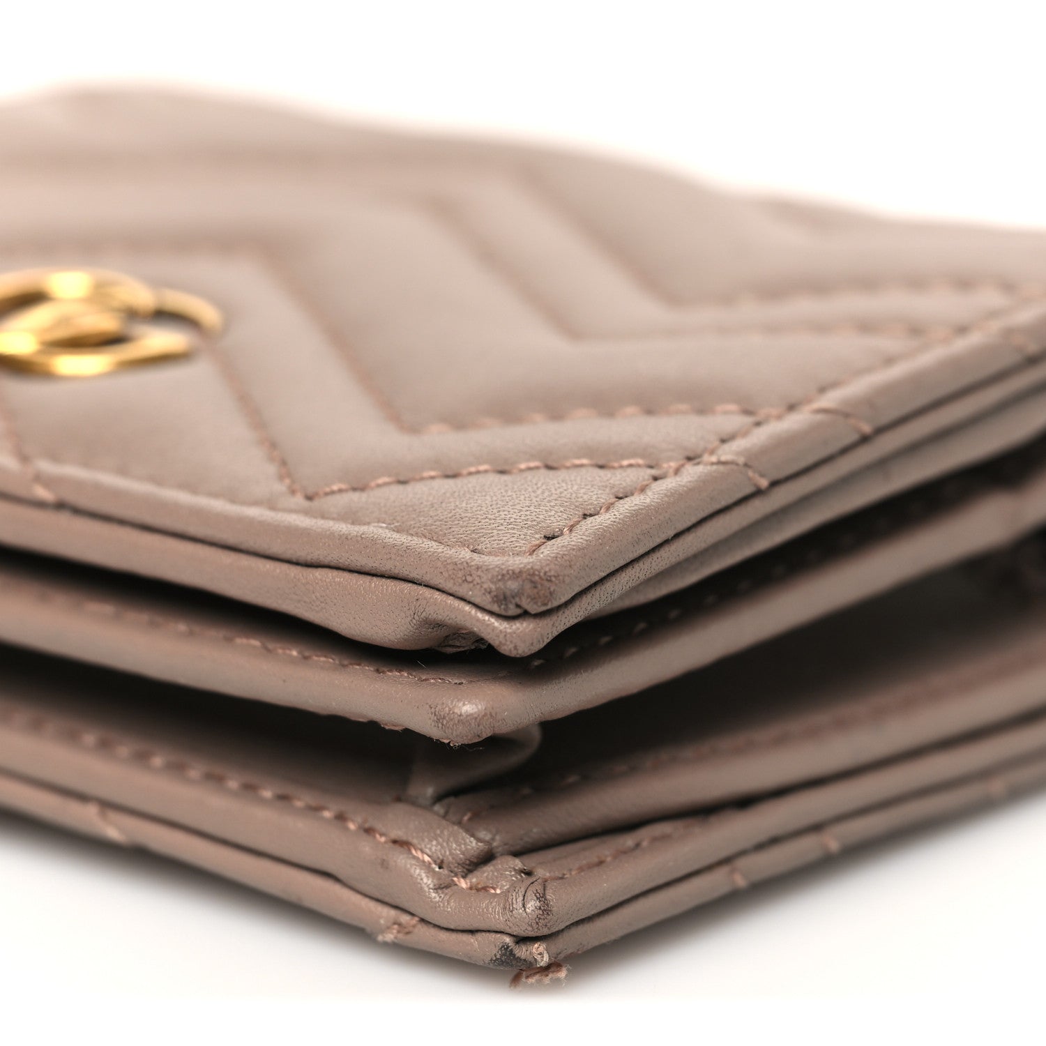 Calfskin Matelasse GG Marmont Card Case Wallet Porcelain Rose