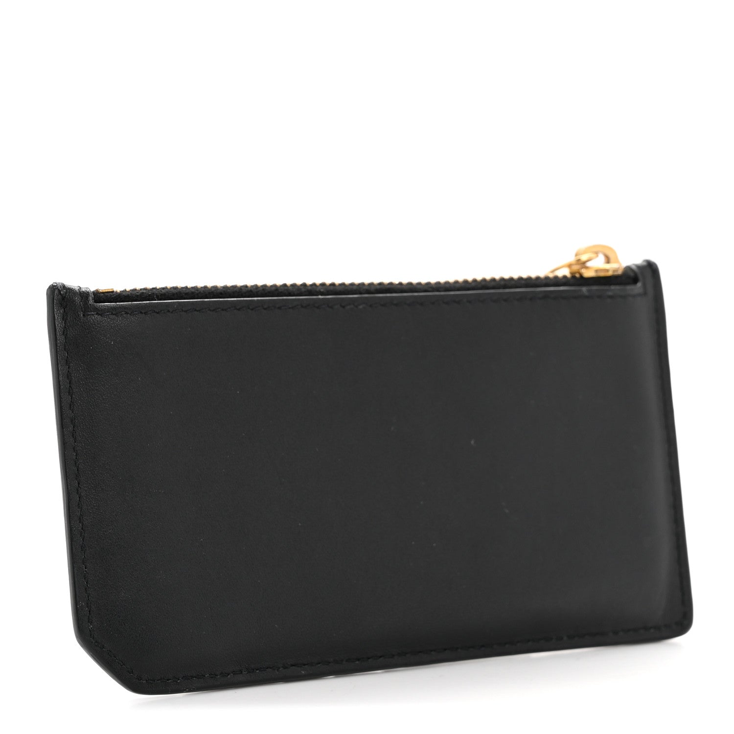 Calfskin 5 Fragments Zip Pouch Card Holder Black