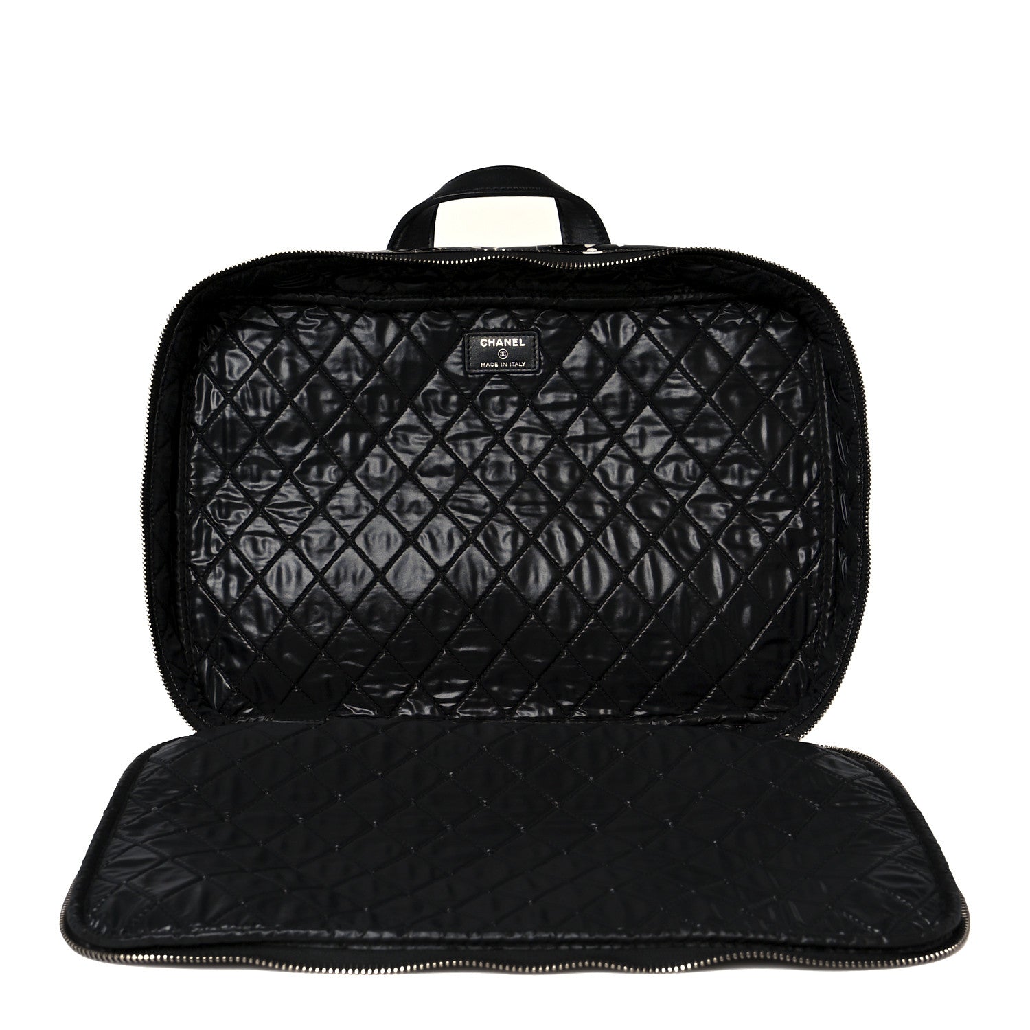 Coated Canvas Airline Large Travel Bag Black White