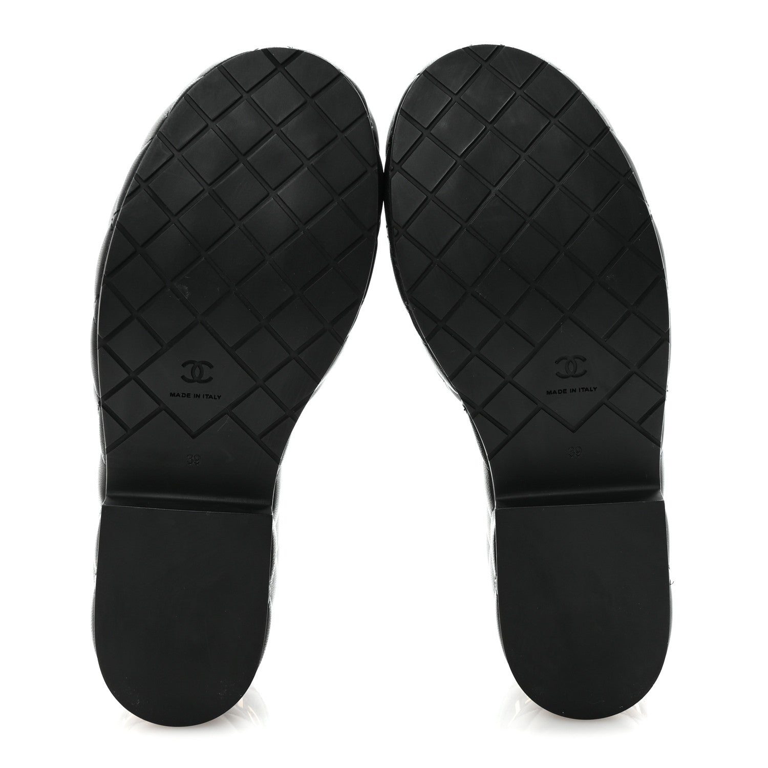 Lambskin Quilted CC Mules Wedge Sandals 39 Black