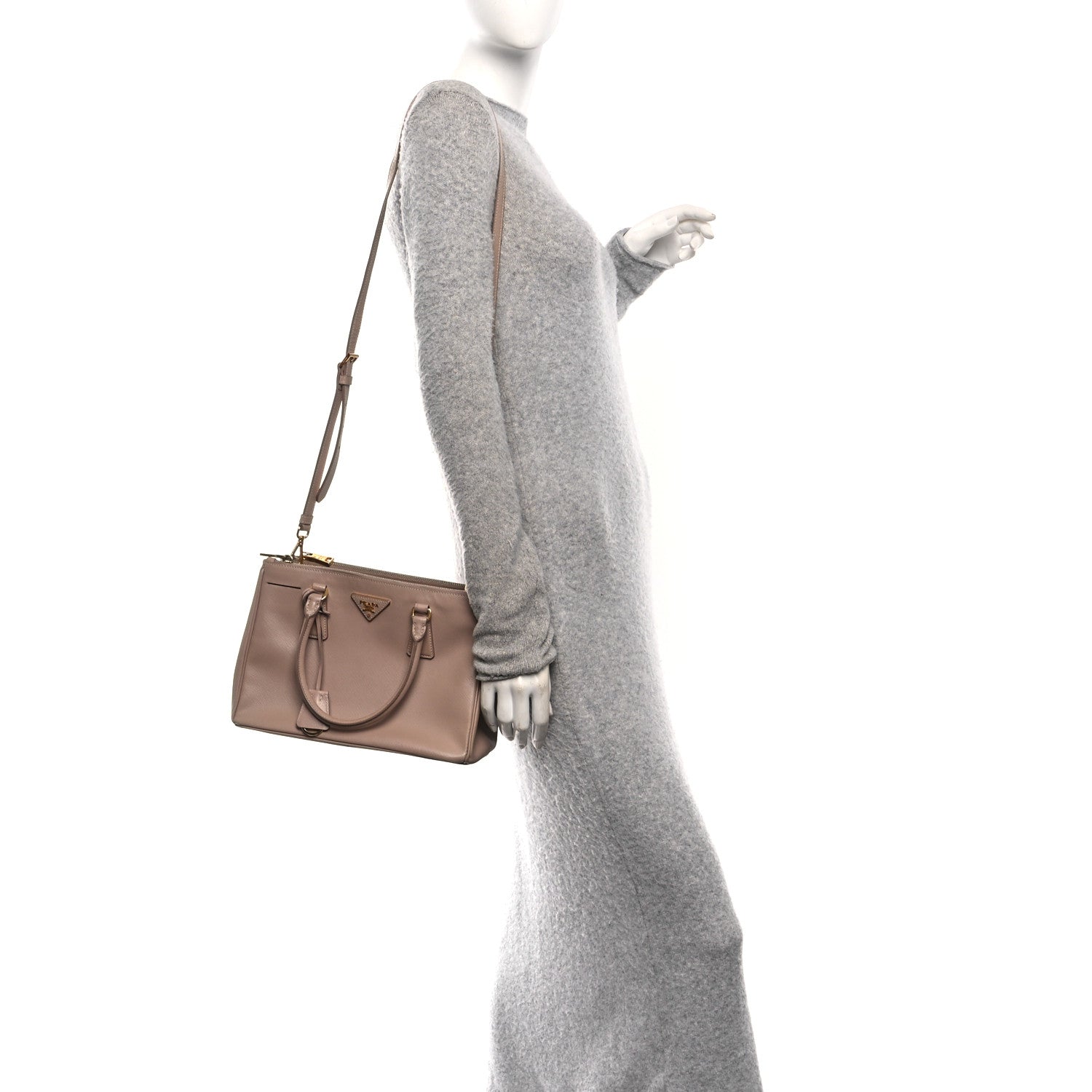 Saffiano Lux Small Galleria Double Zip Tote Cammeo