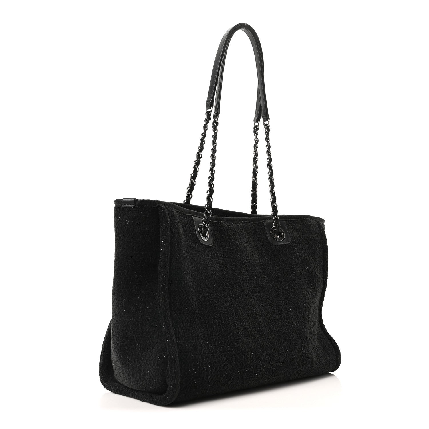 Lurex Canvas Small Deauville Tote Black