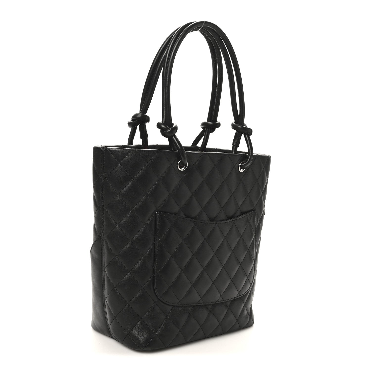 Calfskin Quilted Medium Cambon Tote Black