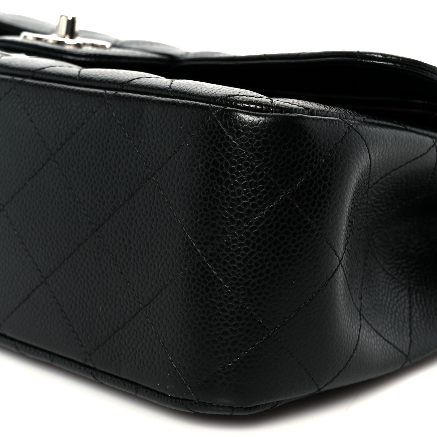 Caviar Quilted Medium Double Flap Black