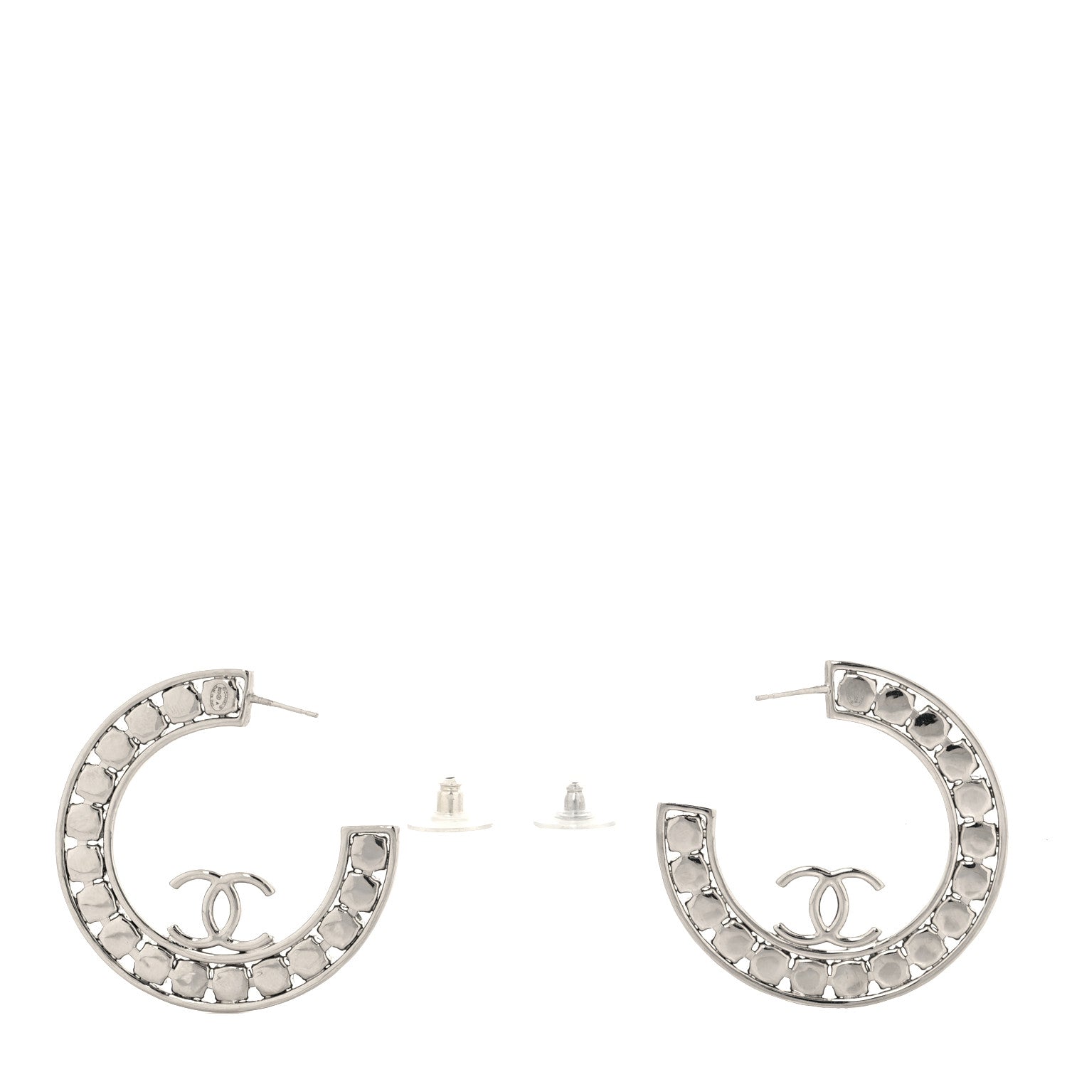 Crystal CC Hoop Earrings Silver