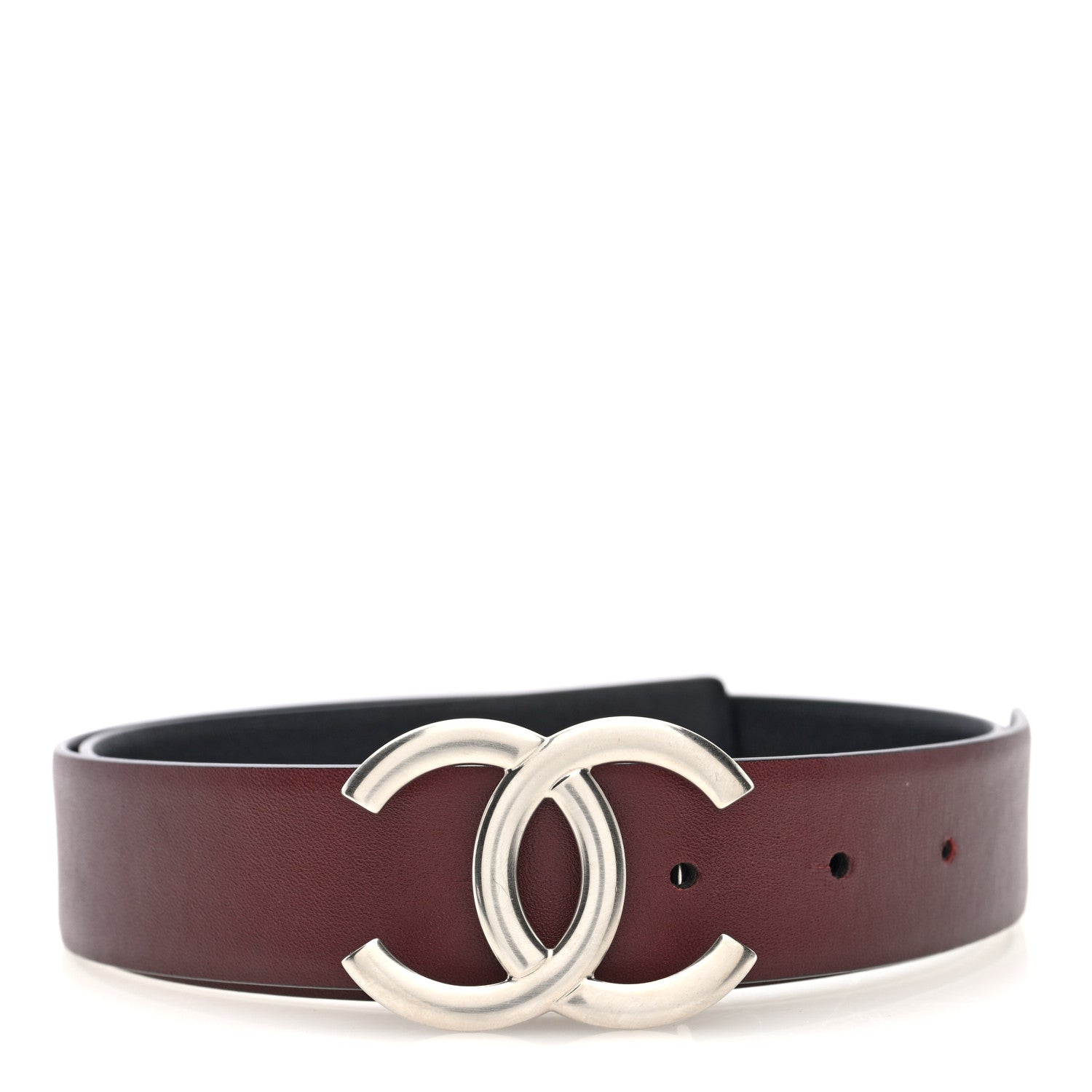 Calfskin CC Reversible Belt 70 Black Burgundy