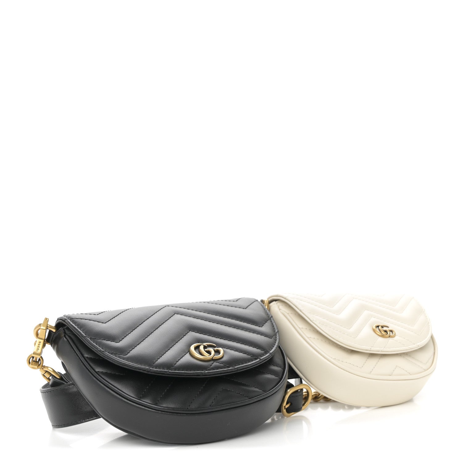 Calfskin Matelasse GG Marmont Belt Bag Set 100 40 Black Mystic White