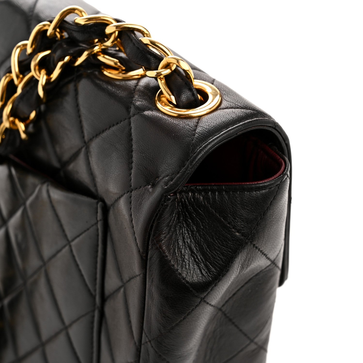 Lambskin Quilted Jumbo Single Flap Black