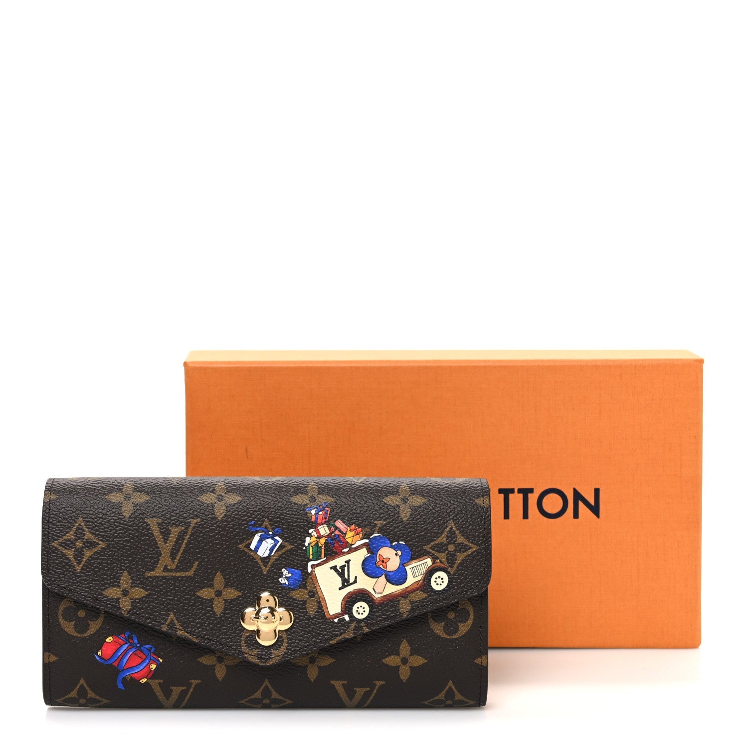 Monogram House Mascot Sarah Wallet NM Iced Gold