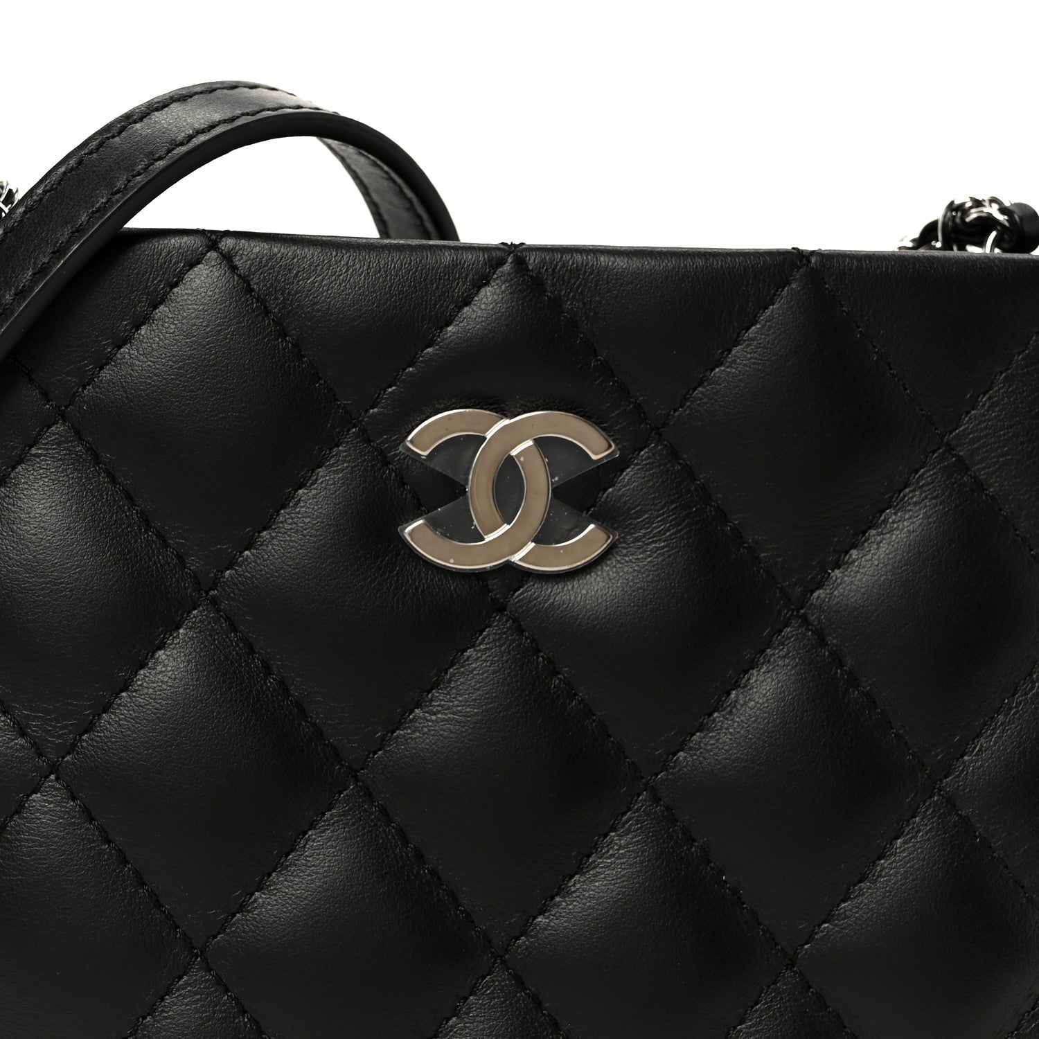 Lambskin Quilted Uniform Crossbody Bag Black