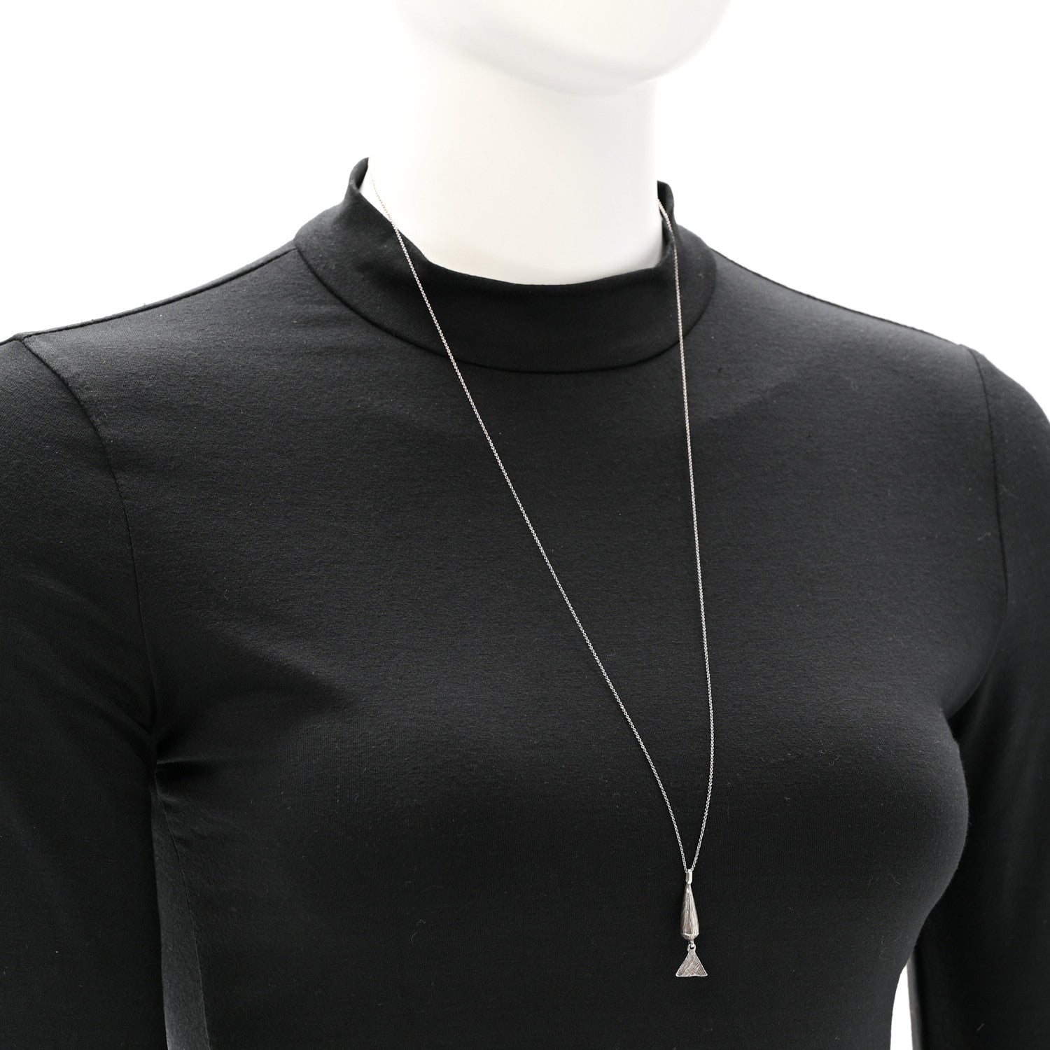 Brass Triangle Pendant Long Necklace Oxidized Silver