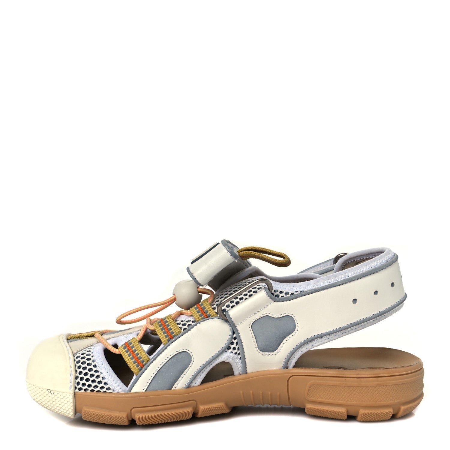 Mesh Fabric Tinsel Sport Sandals 37 White Silver