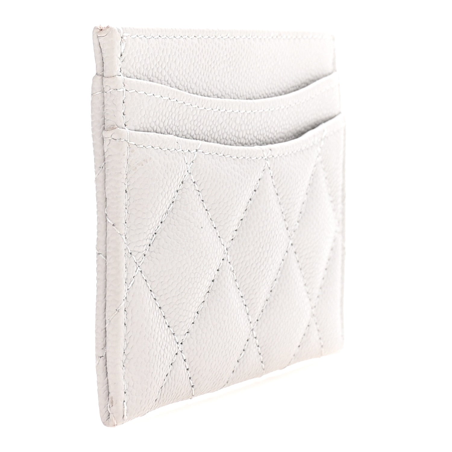 Caviar Quilted Card Holder Light Grey
