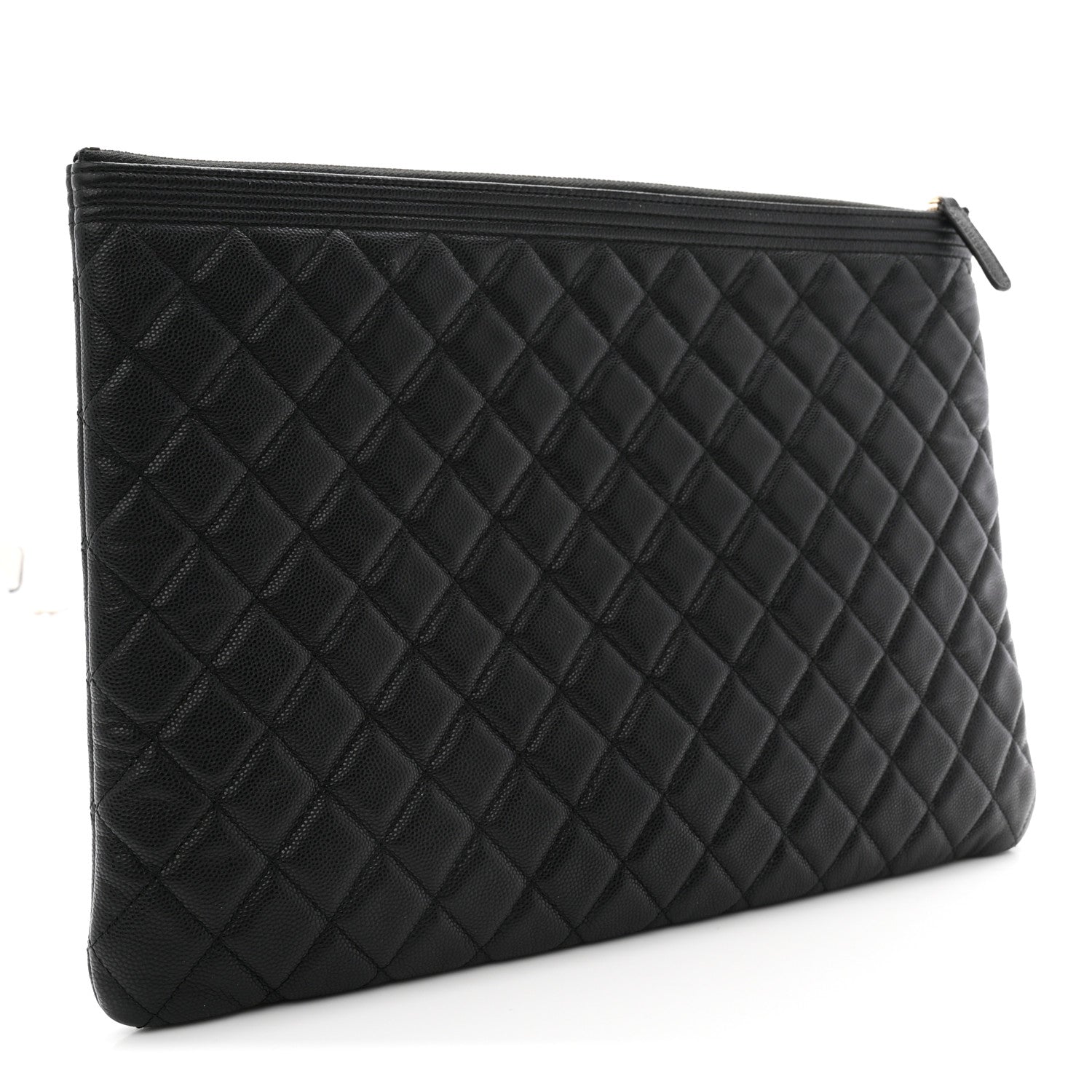 Caviar Quilted Large Boy Cosmetic Case Black
