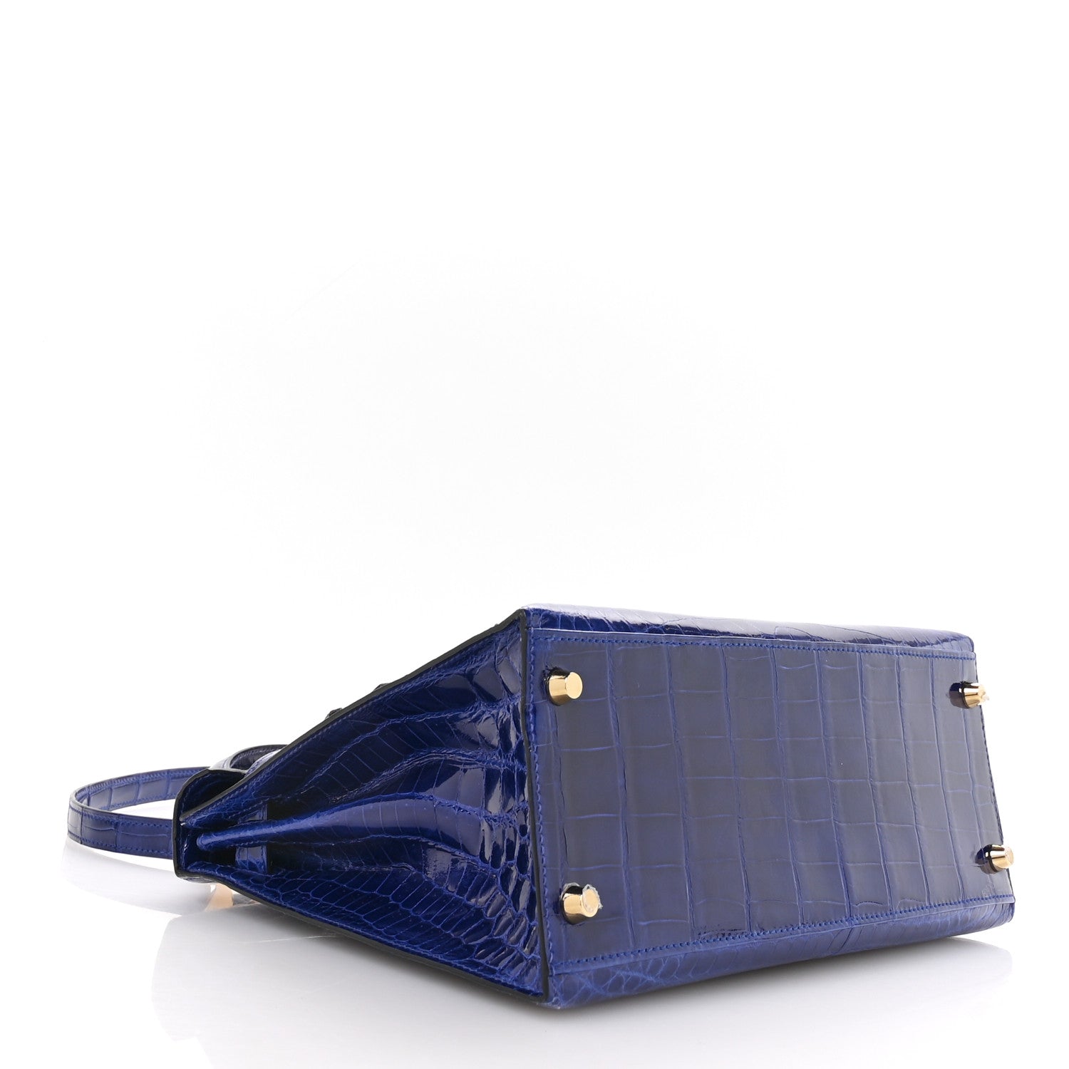 Shiny Niloticus Crocodile Kelly Sellier 28 Bleu Electrique