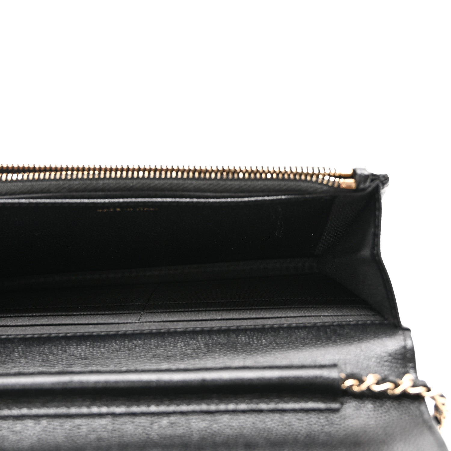 Caviar Quilted Golden Class Wallet On Chain WOC Black