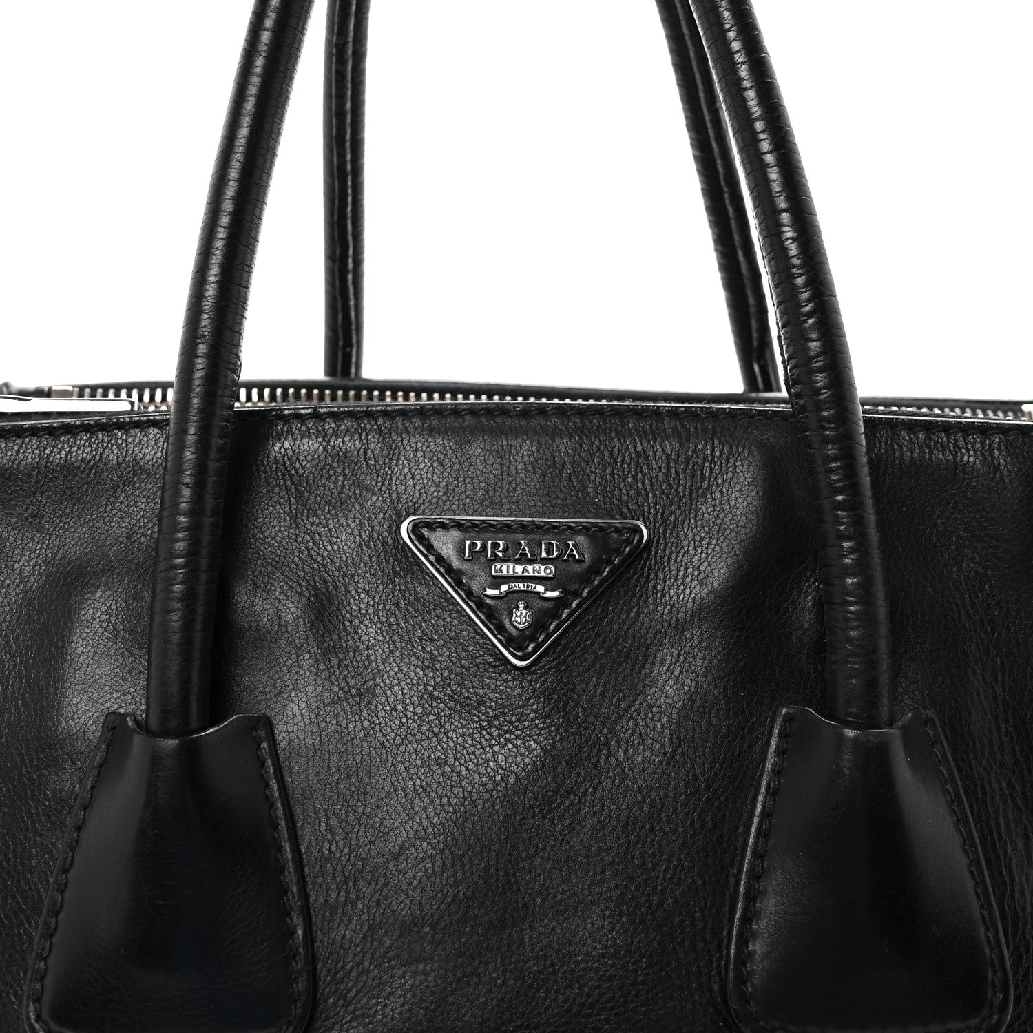 Glace Calf Twin Pocket Tote Black