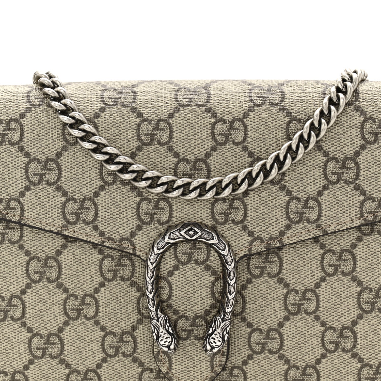 GG Supreme Monogram Mini Dionysus Chain Wallet Beige Taupe