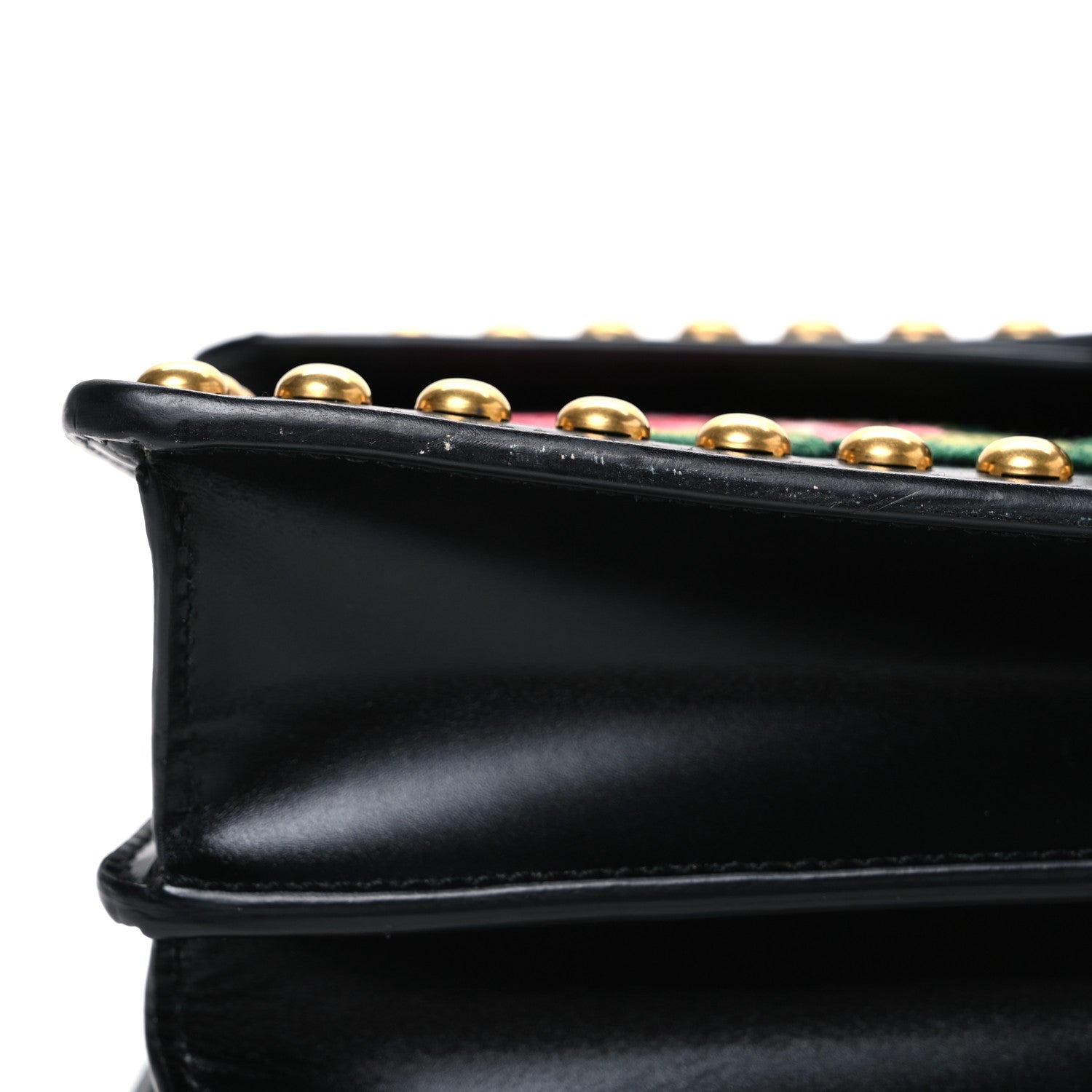 Calfskin Floral Embroidered Studded Small Dionysus Shoulder Bag Black