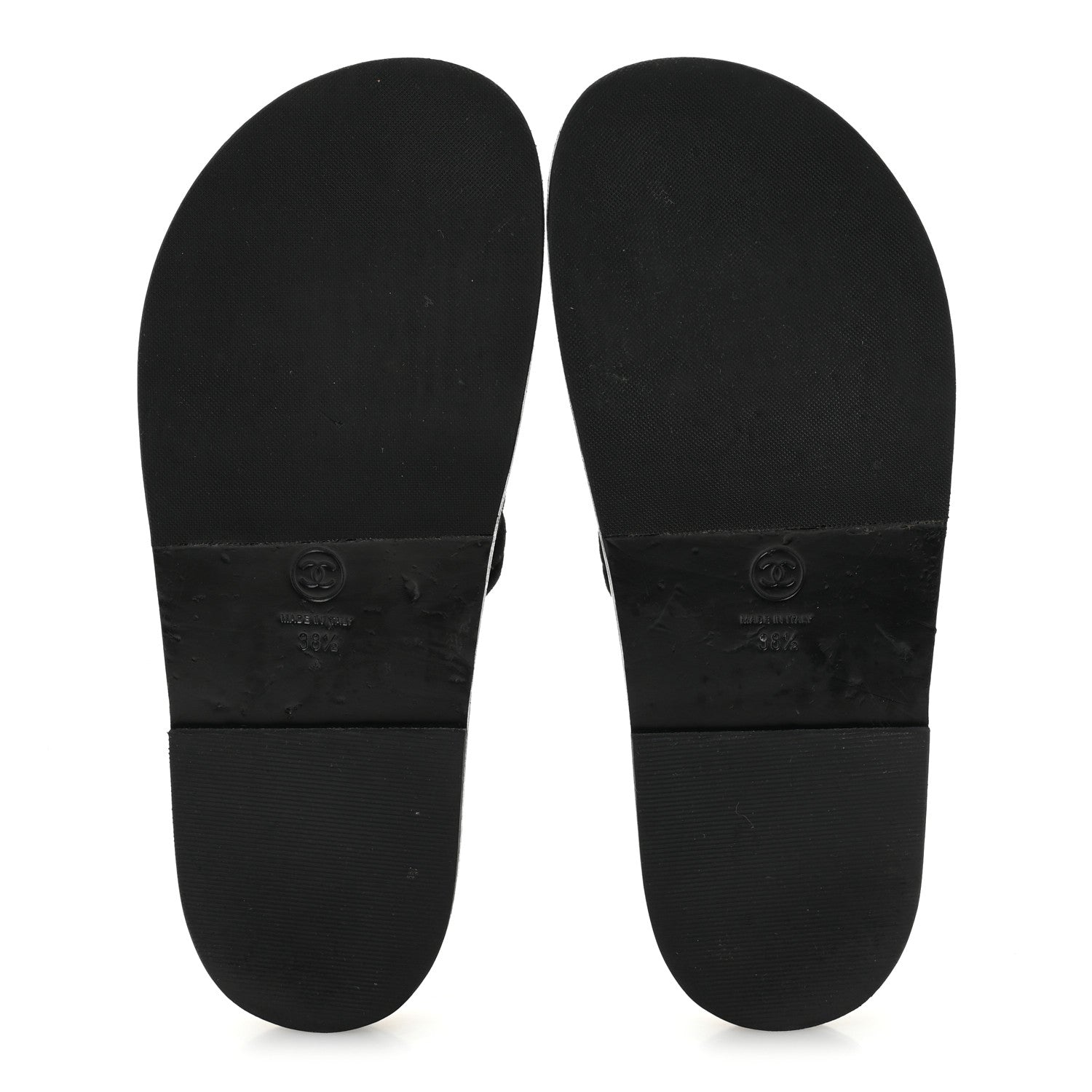 Suede Stitched Resin CC Mules 38.5 Black