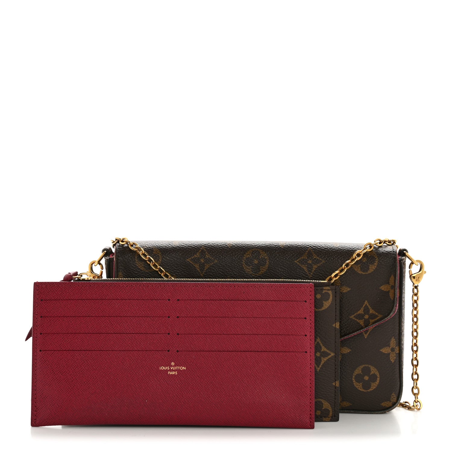 Monogram Pochette Felicie Chain Wallet Fuchsia
