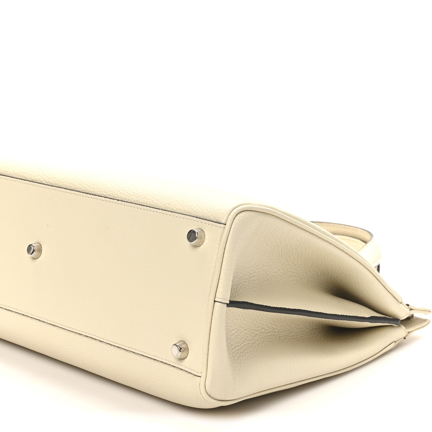 Grainy Calfskin Medium Zumi Top Handle Bag Mystic White