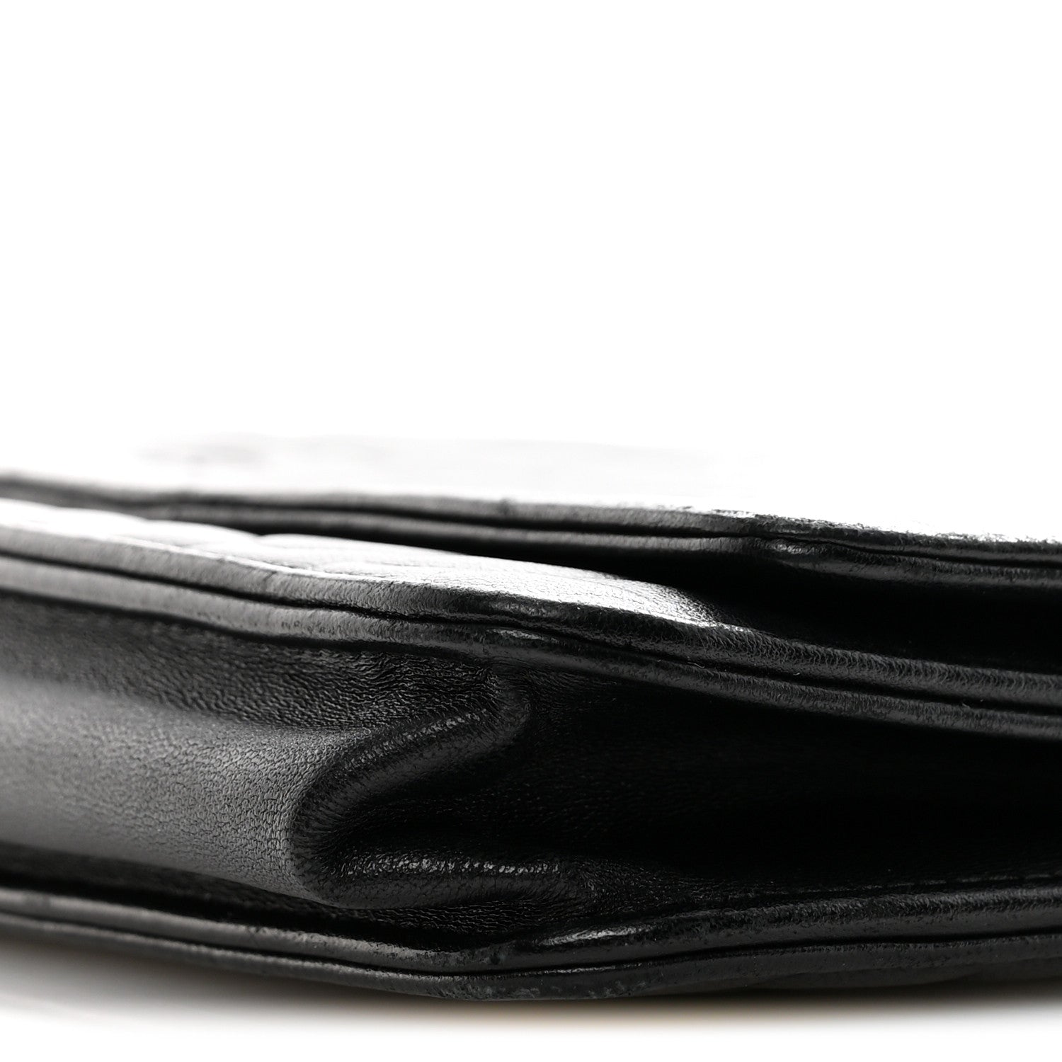 Lambskin Camellia Embossed Wallet On Chain WOC Black