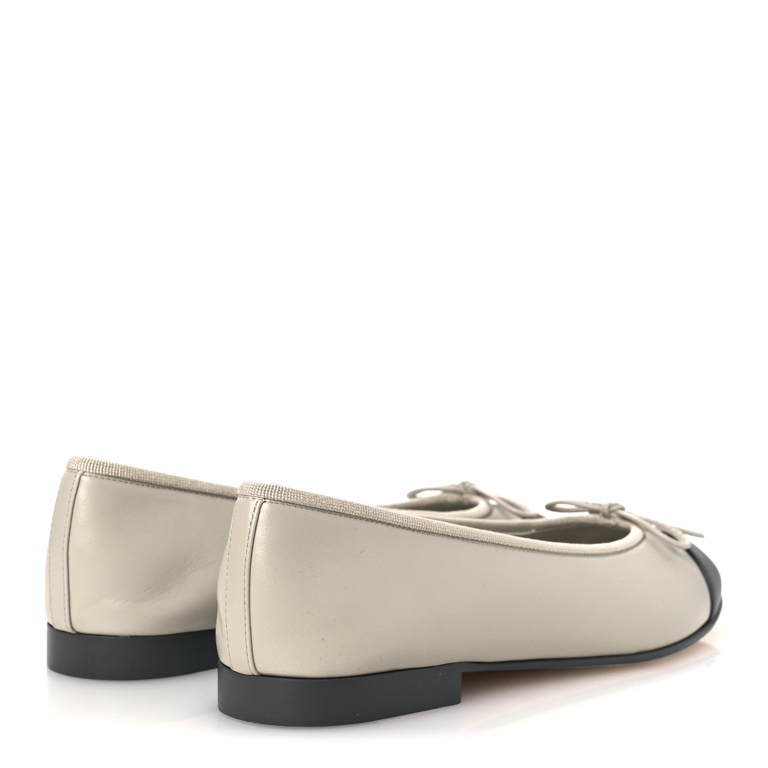 Lambskin Cap Toe CC Ballerina Flats 37.5 Light Gray Dark Gray