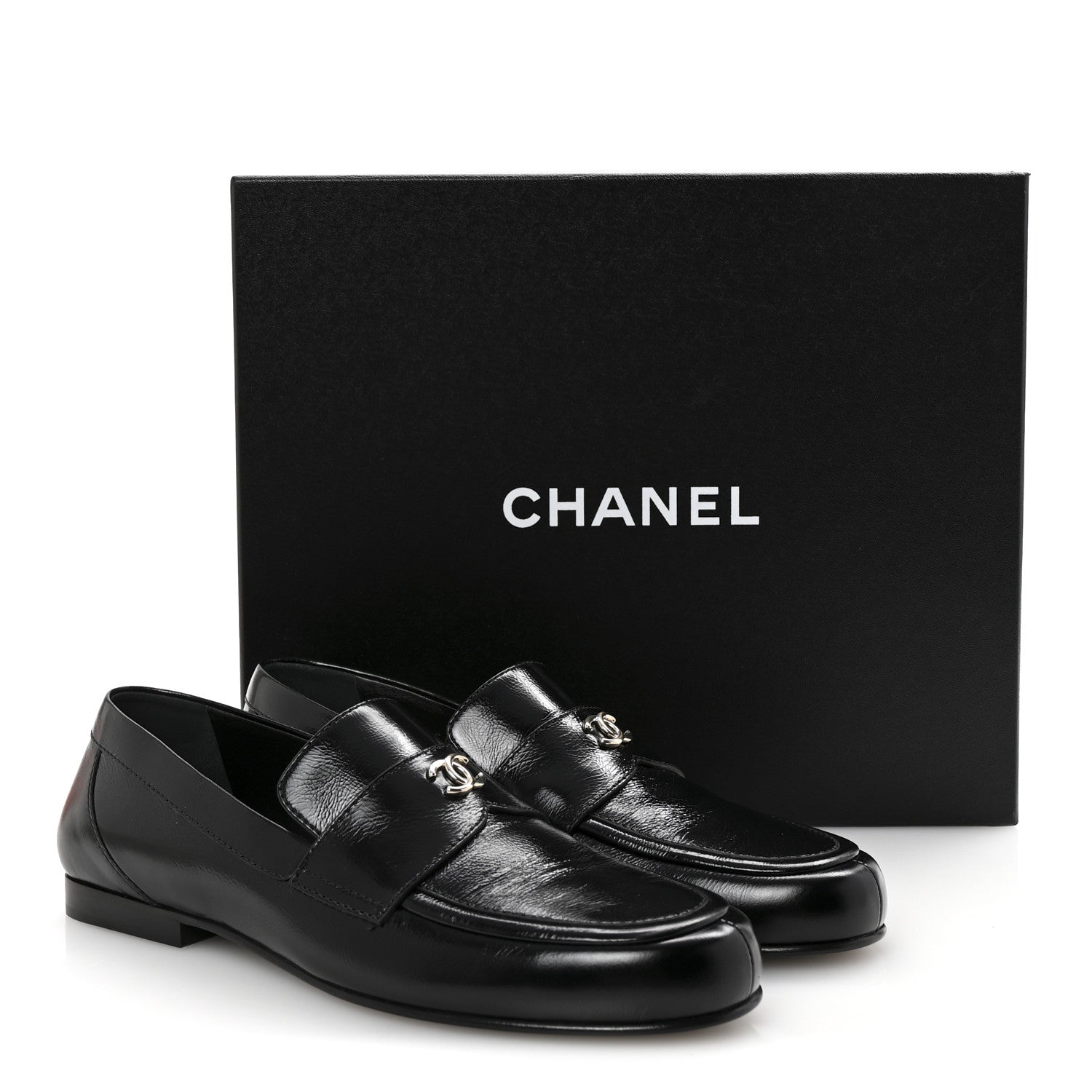 Calfskin CC Moccasin Loafers 38.5 Black