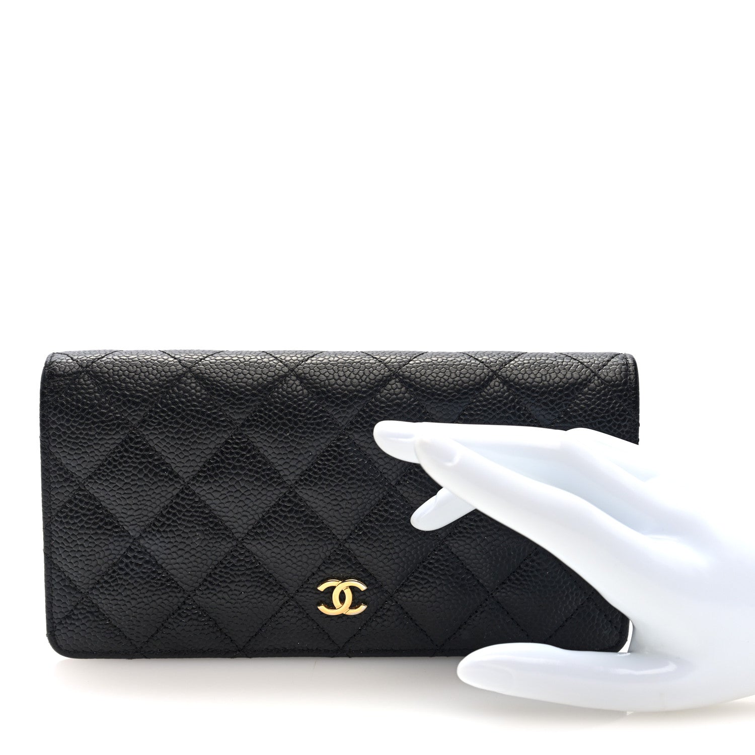 Caviar Quilted Yen Wallet Black