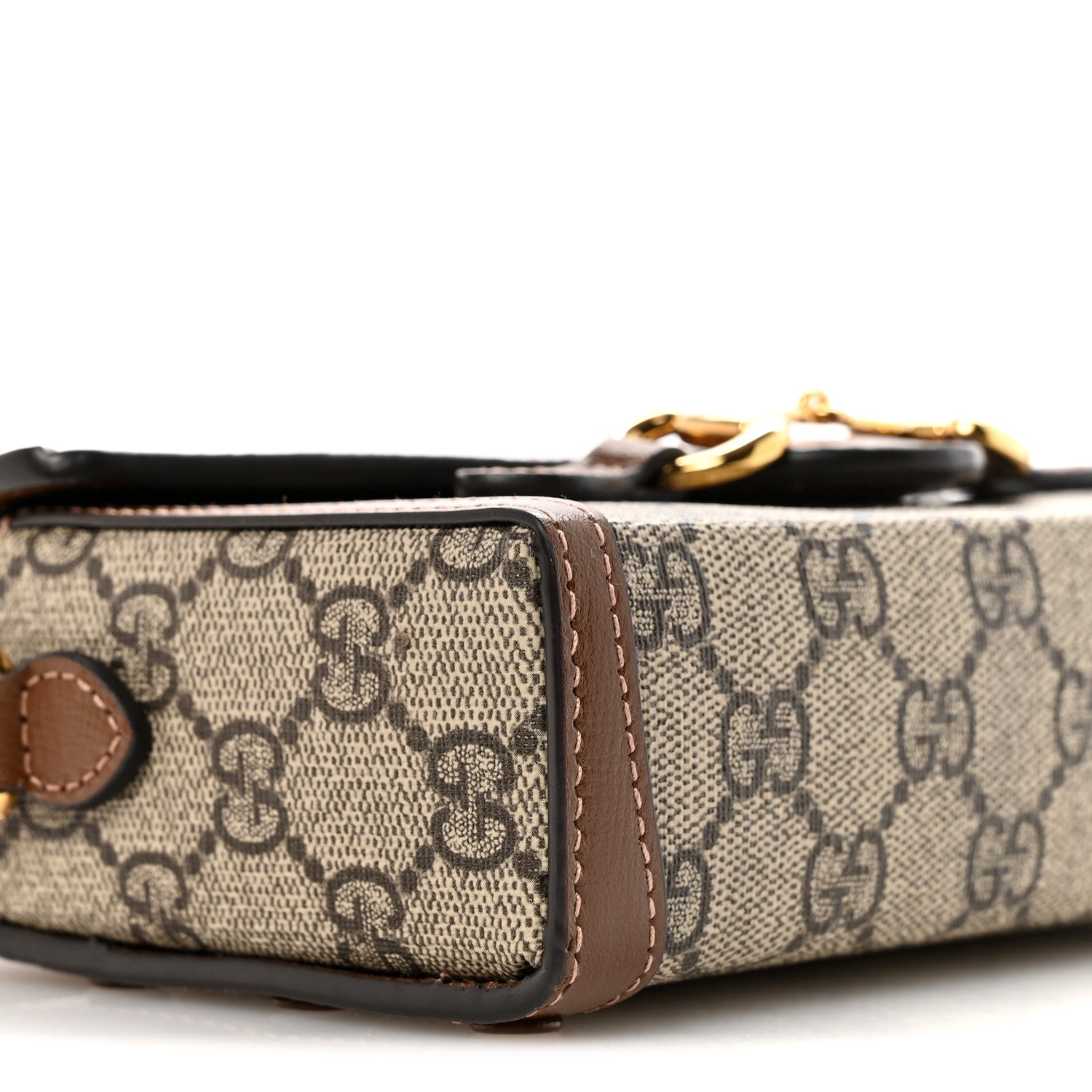GG Supreme Monogram Mini Horsebit 1955 Shoulder Bag Beige Brown Sugar