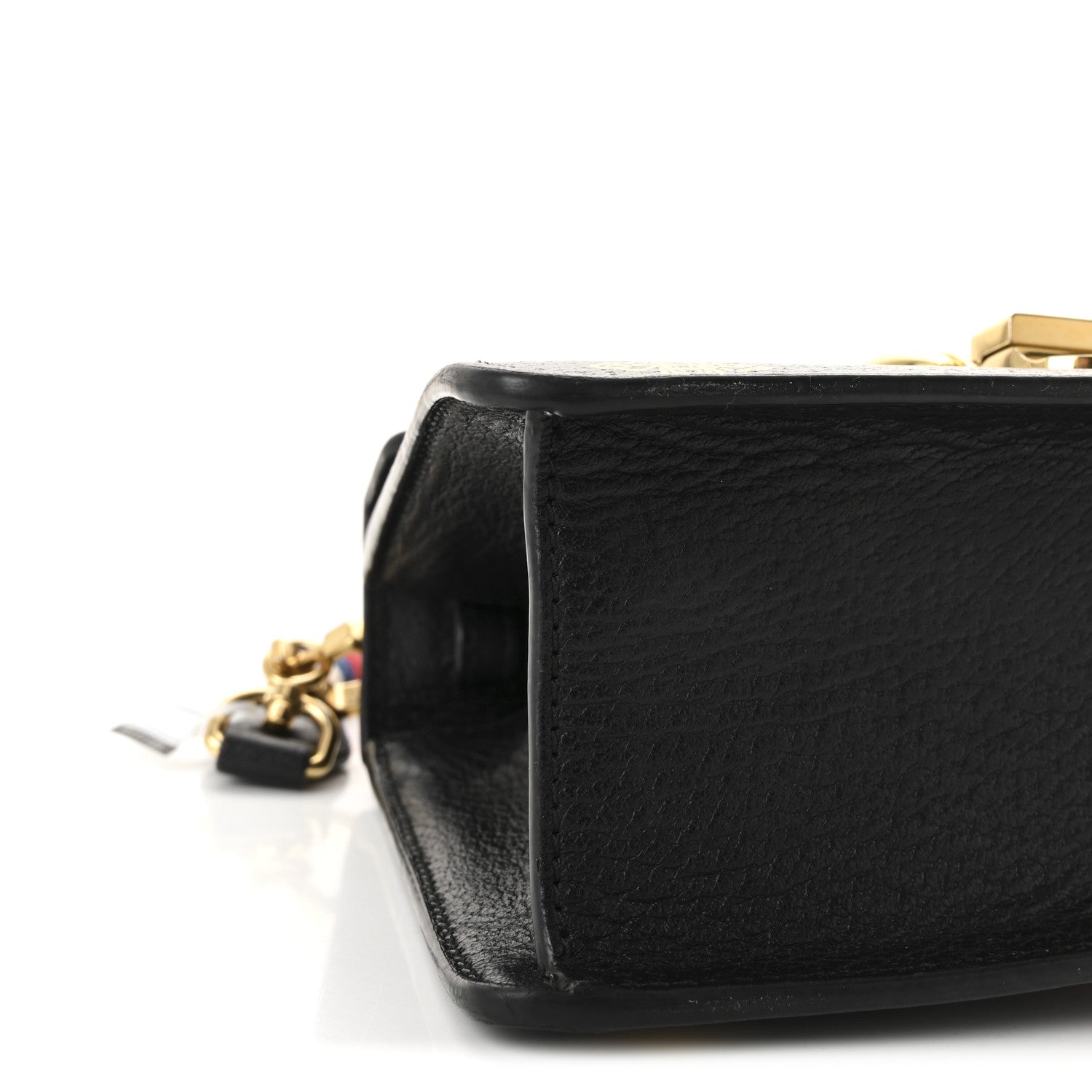 Textured Calfskin Bee Star Print Mini Sylvie Top Handle Bag Black
