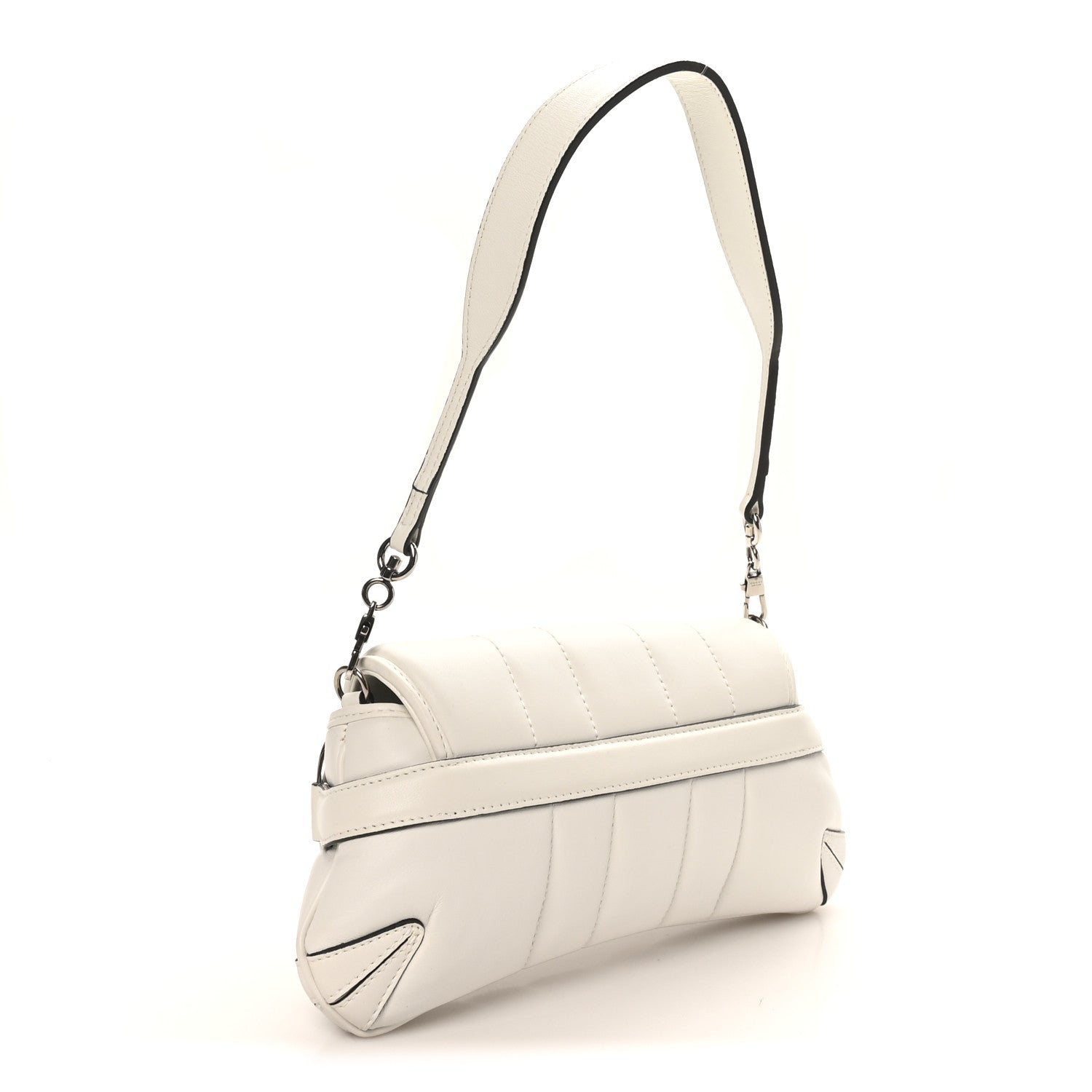 Nappa Vertical Matelasse Small Maxi Horsebit Chain Shoulder Bag Great White