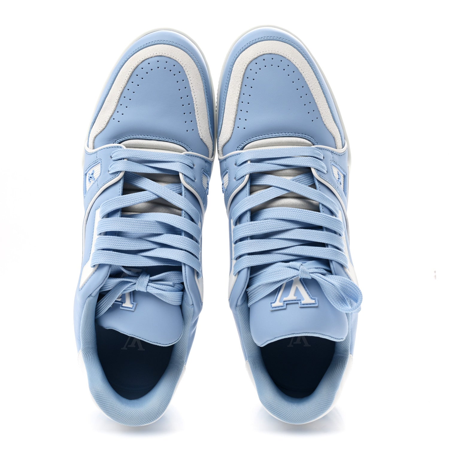 Calfskin Mens LV Trainer Sneakers 9 Blue