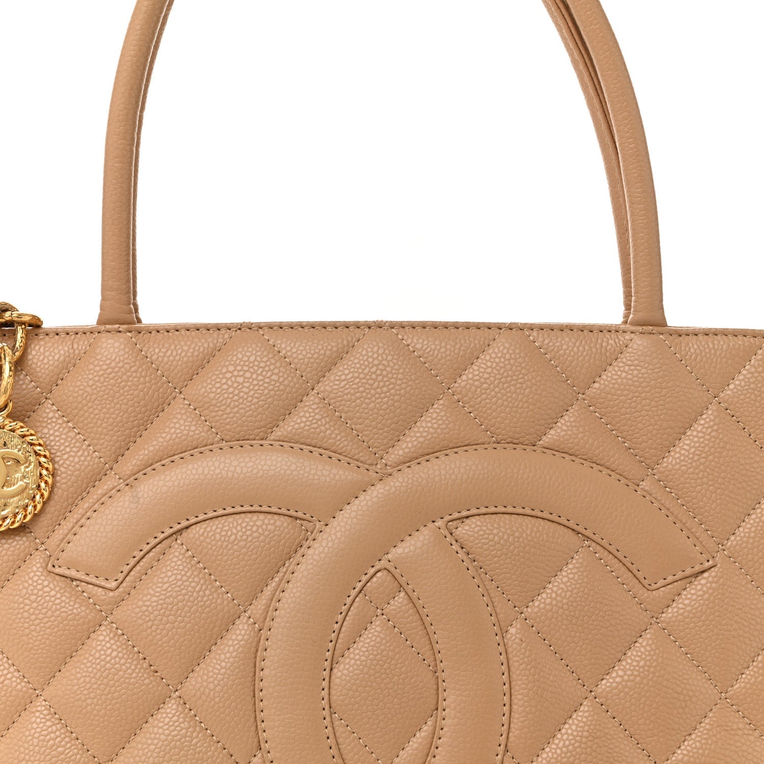 Caviar Quilted Medallion Tote Beige