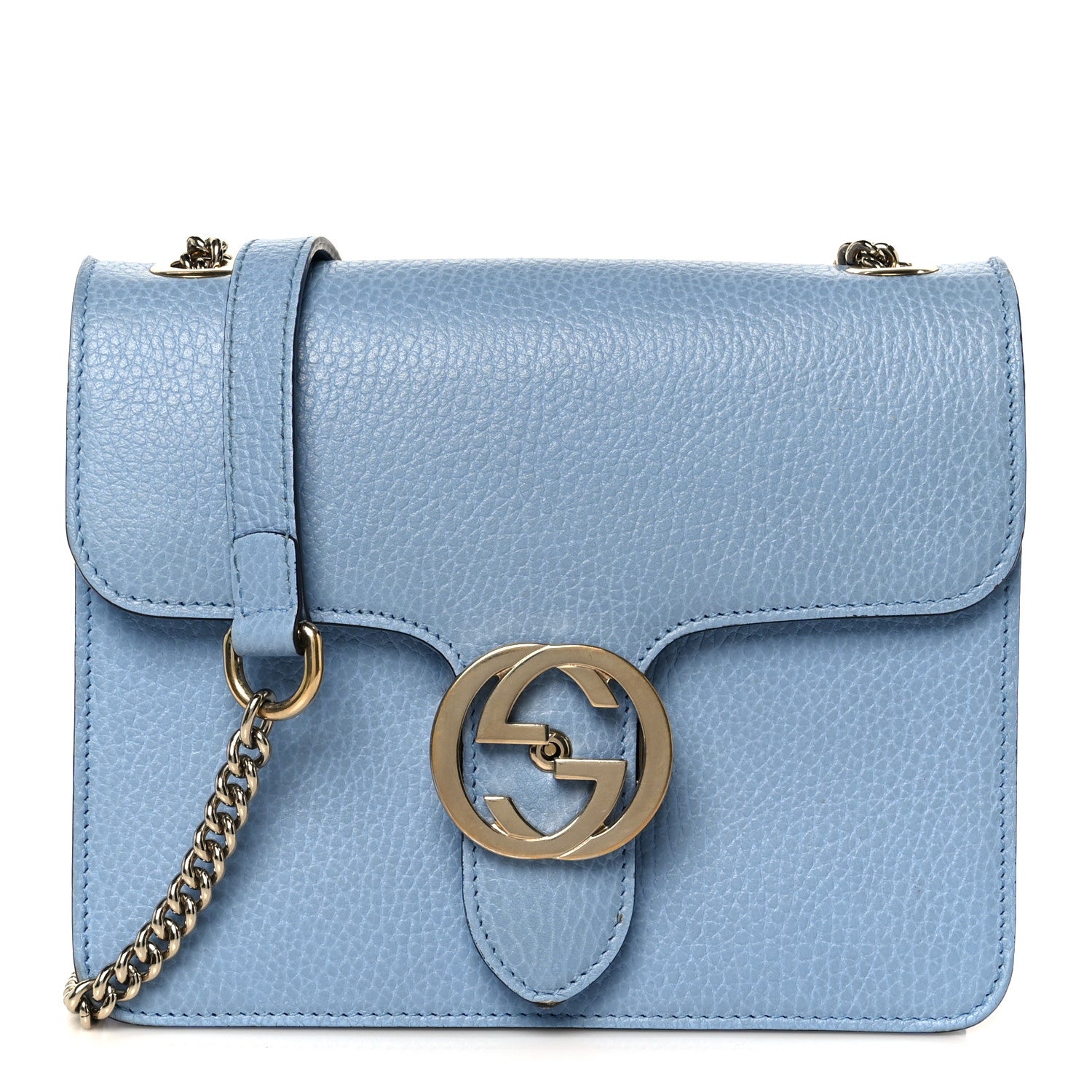 Dollar Calfskin Small Interlocking G Shoulder Bag Mineral Blue