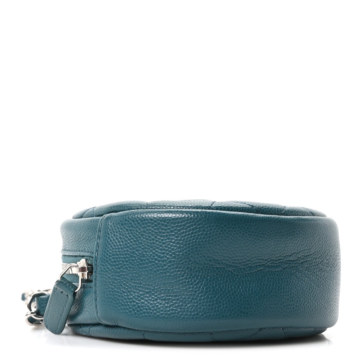 Caviar Quilted Round Clutch With Chain Green