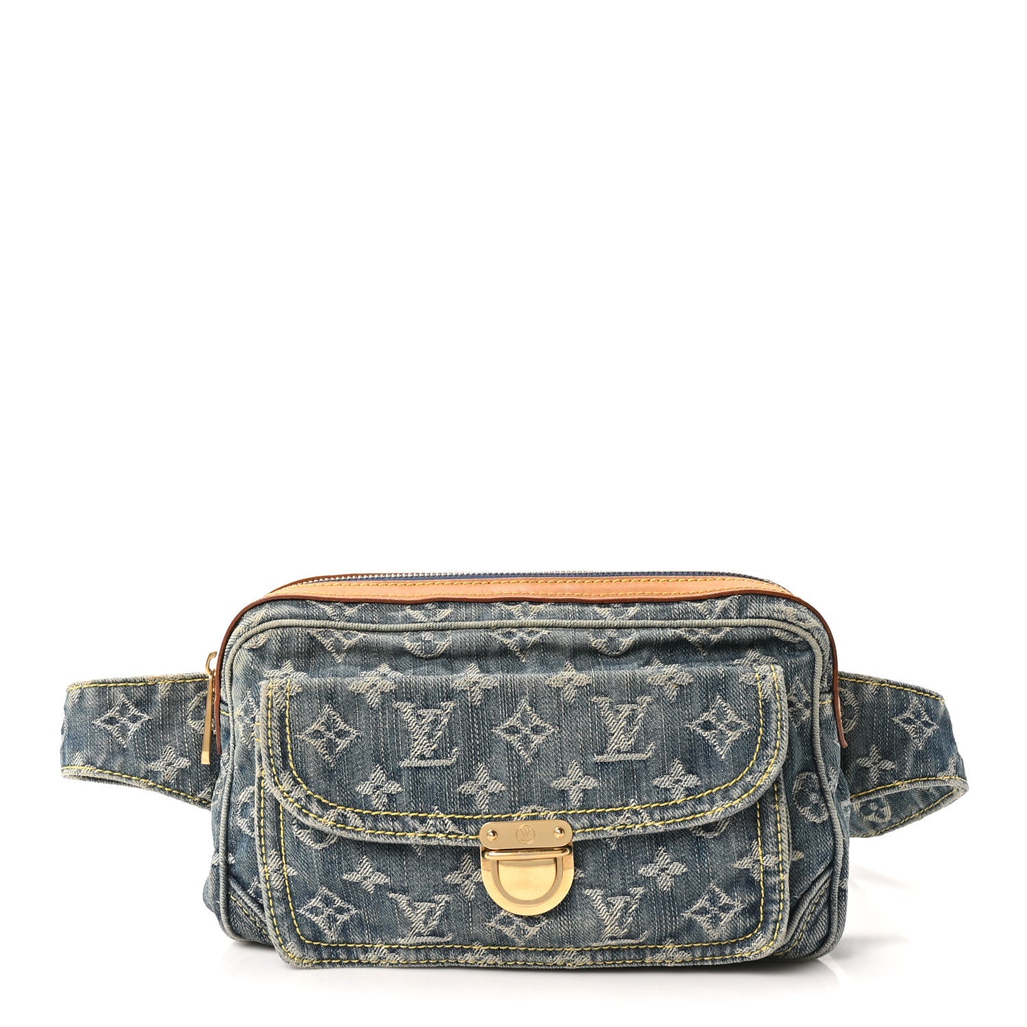 Monogram Denim Bum Bag Blue