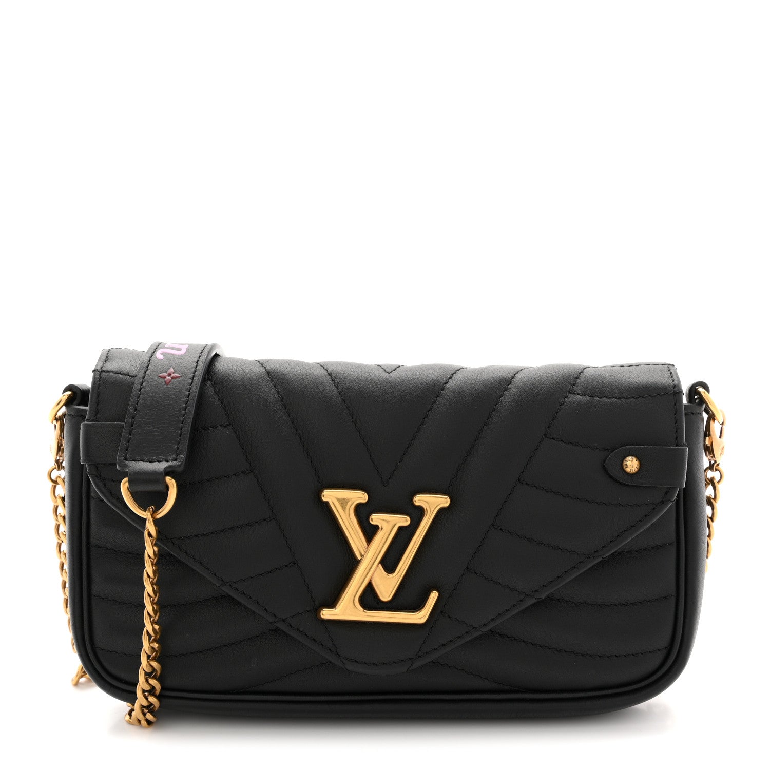 Calfskin New Wave Chain Pochette Black