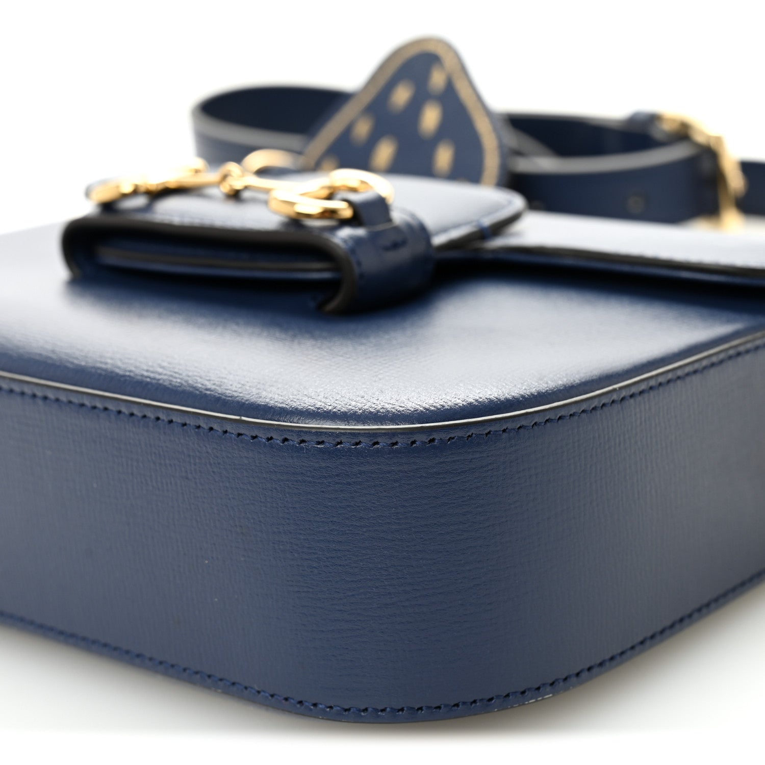 Azalea Calfskin Web Mini Horsebit 1955 Shoulder Bag Navy