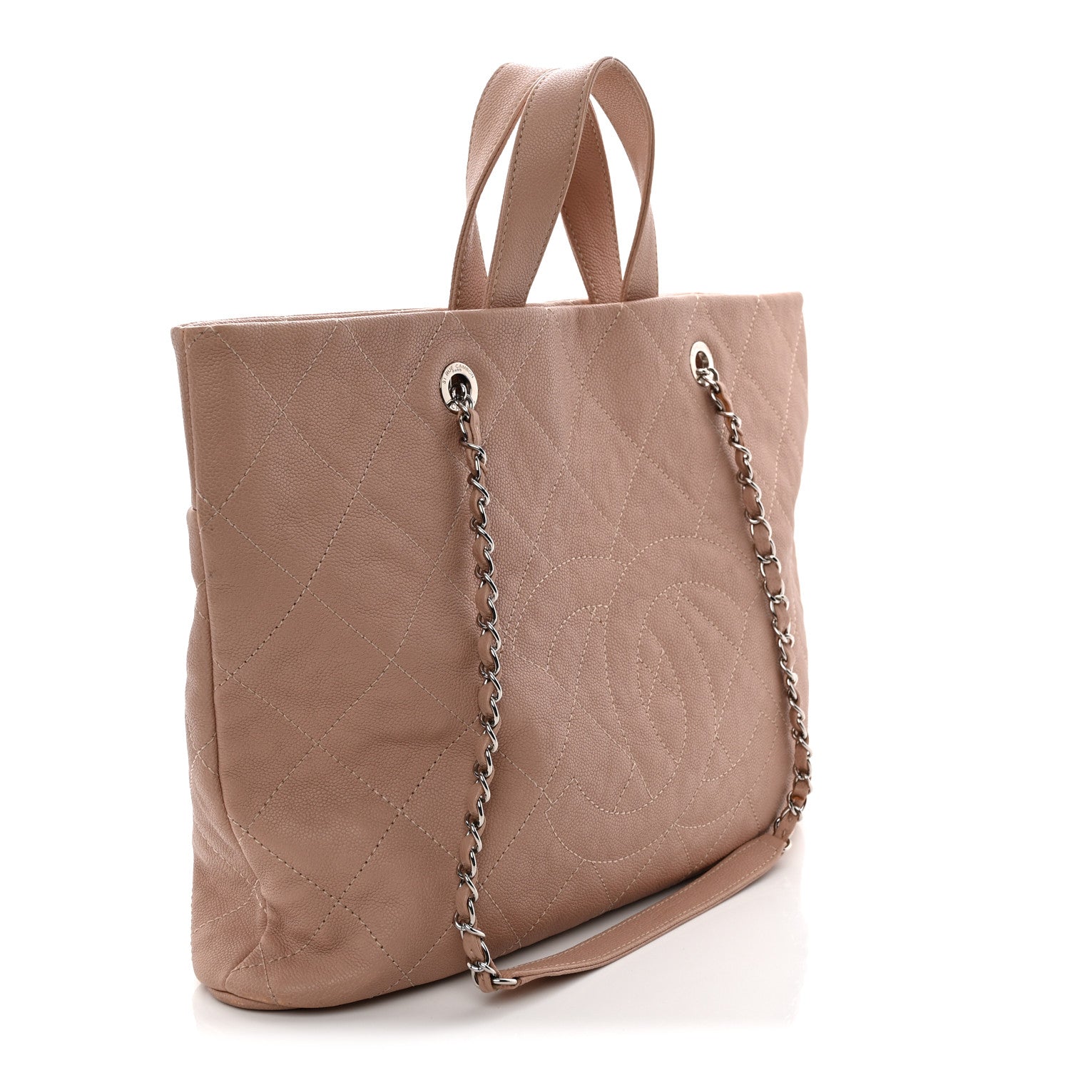 Caviar Quilted Shopping Tote Pink