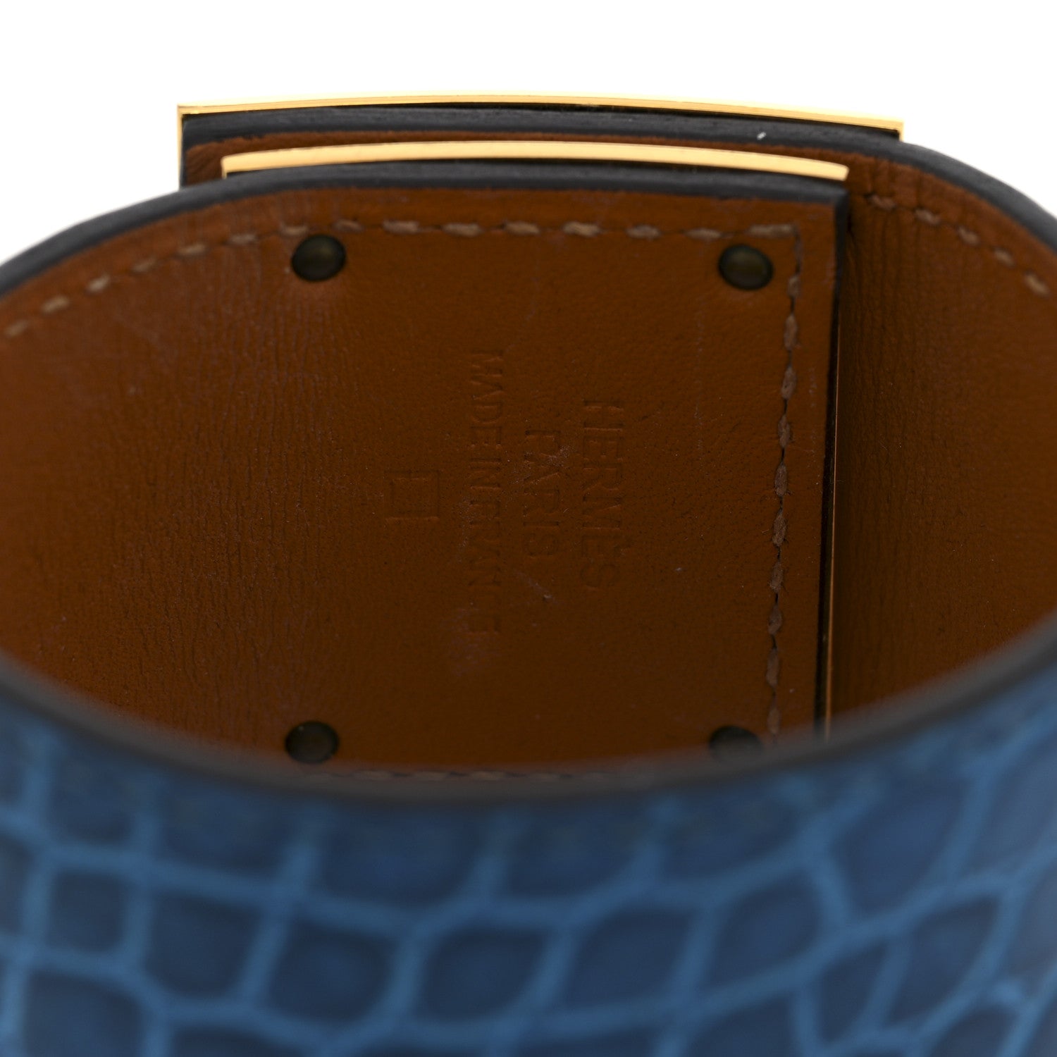 Shiny Alligator  Kelly Dog Cuff S Bleu Izmir