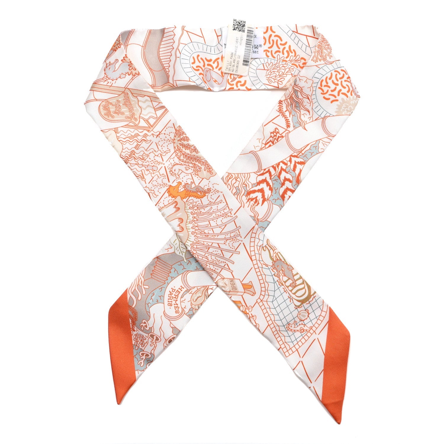 Silk Splash Park Twilly White Orange Vert